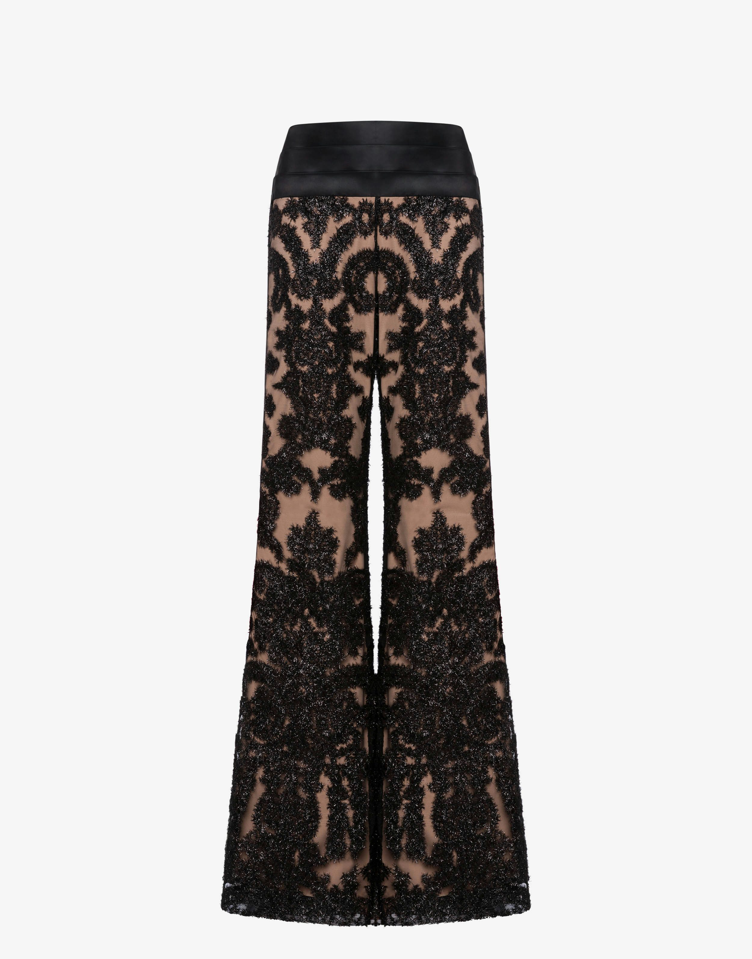 Embroidered lace trousers