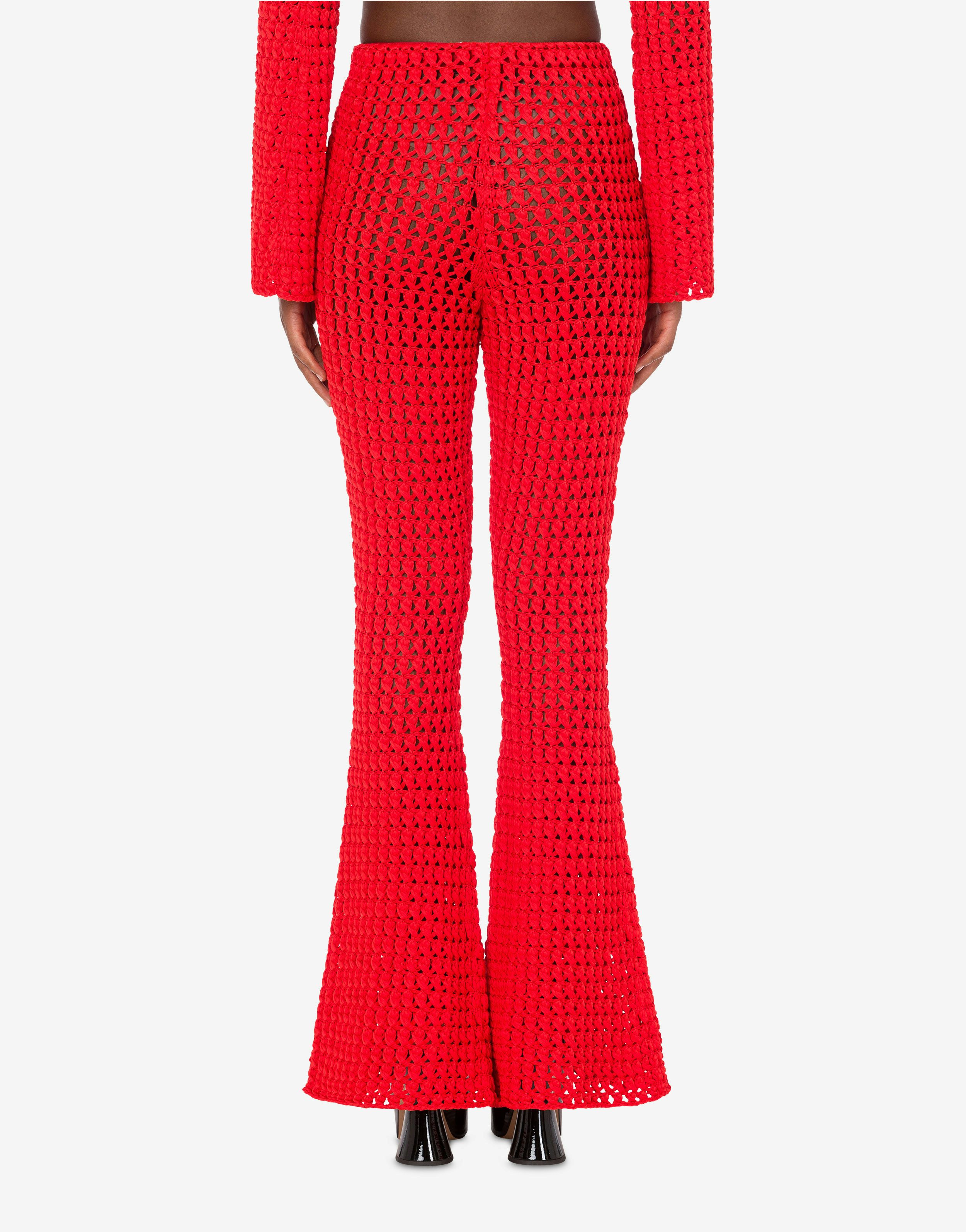 Crochet Effect cotton ribbon trousers 1