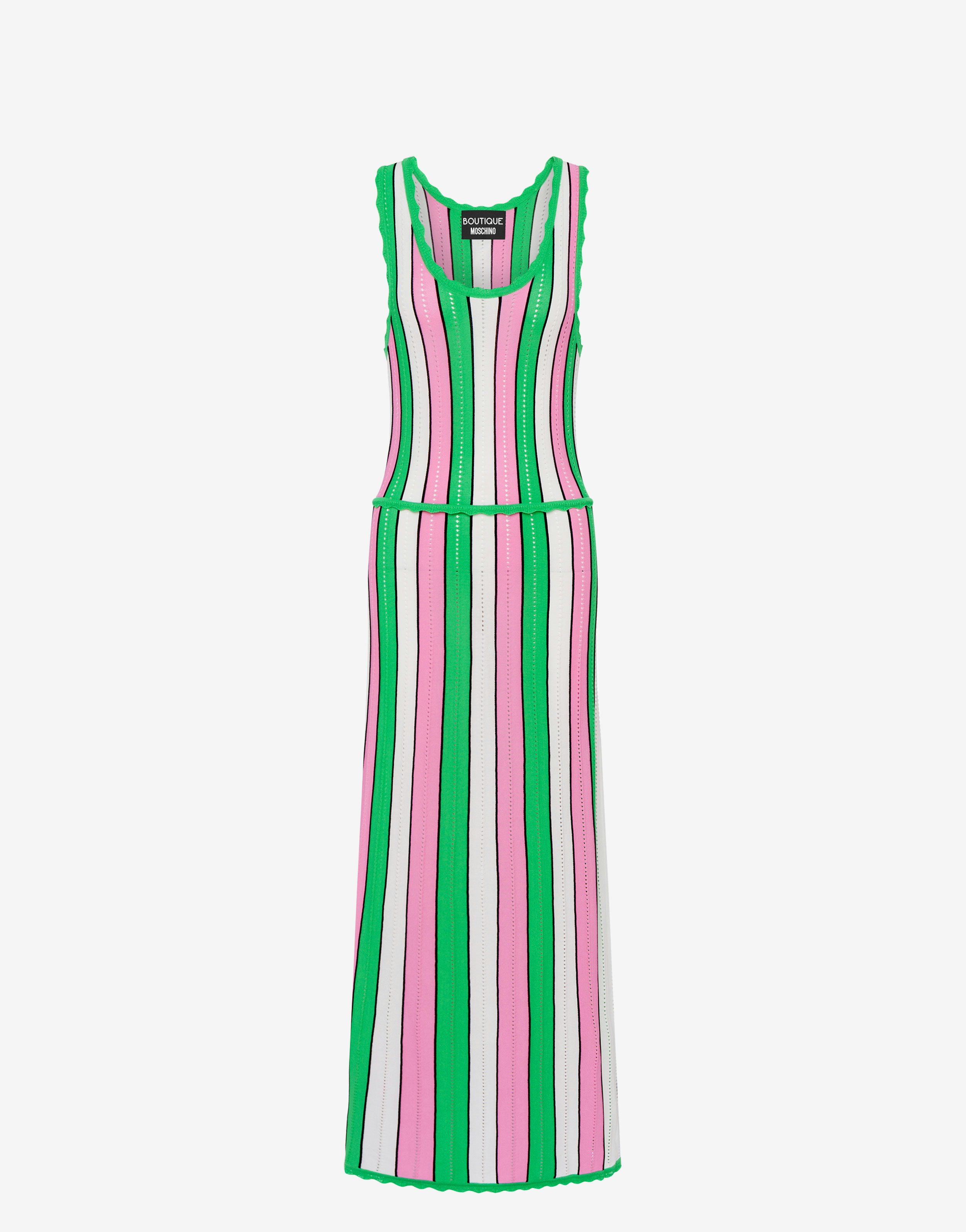 Striped stretch-knit dress