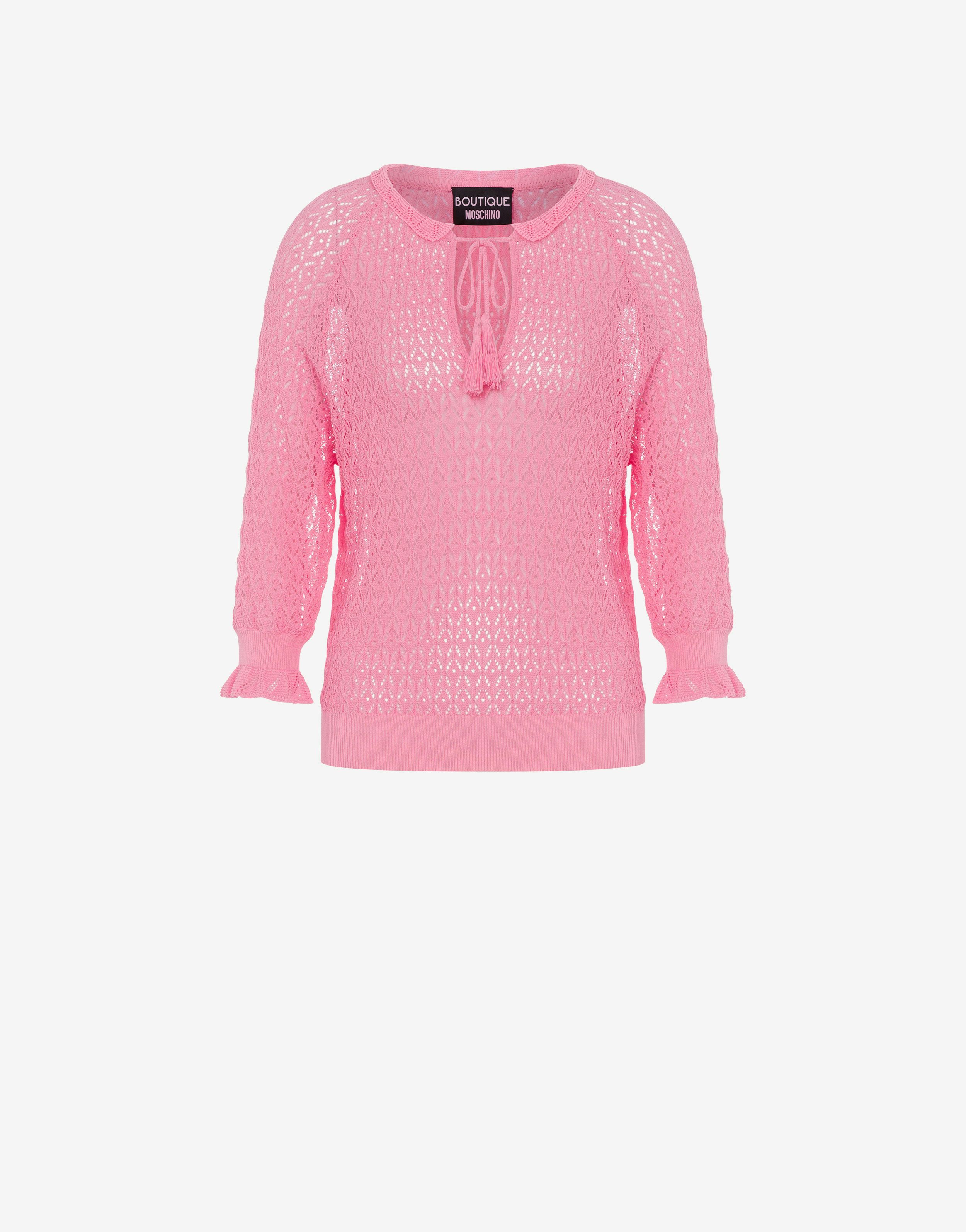 Perforated cotton sweater