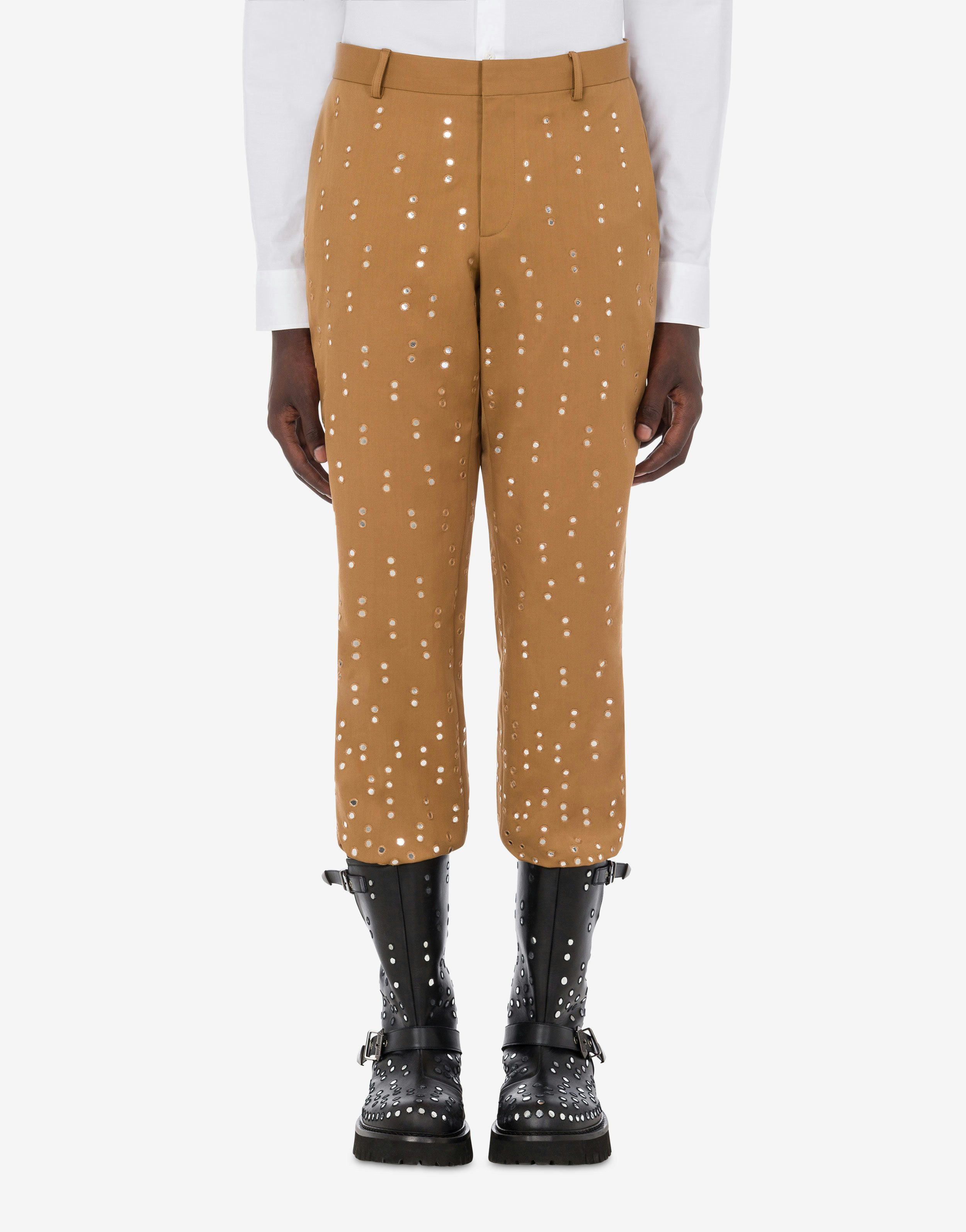 Embroidered Mirrors gabardine trousers 0