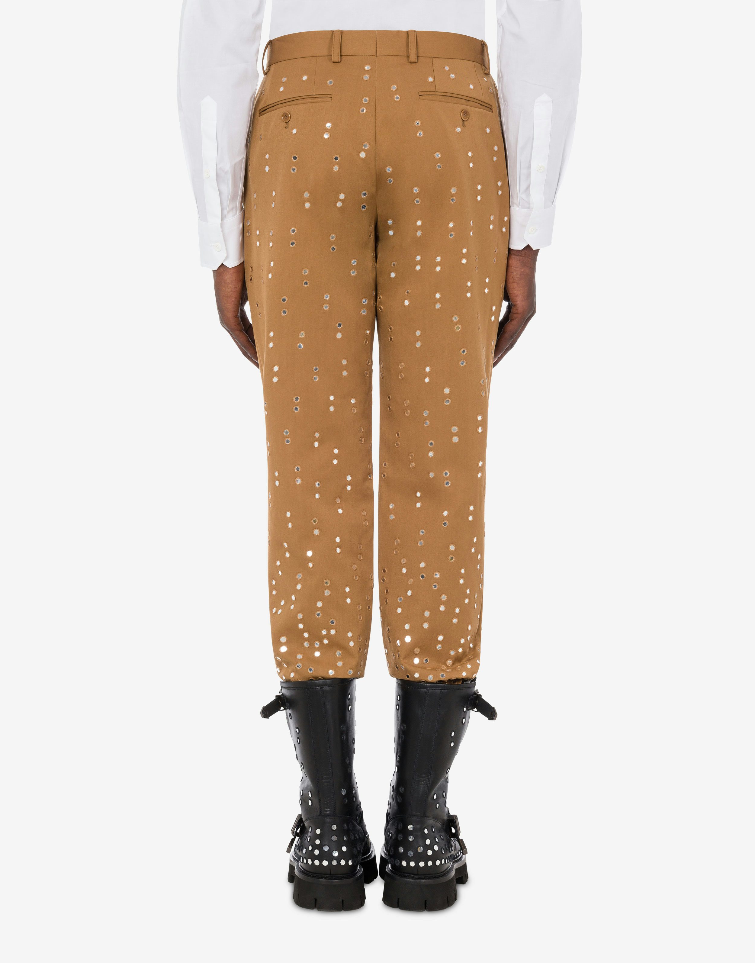 Embroidered Mirrors gabardine trousers 1