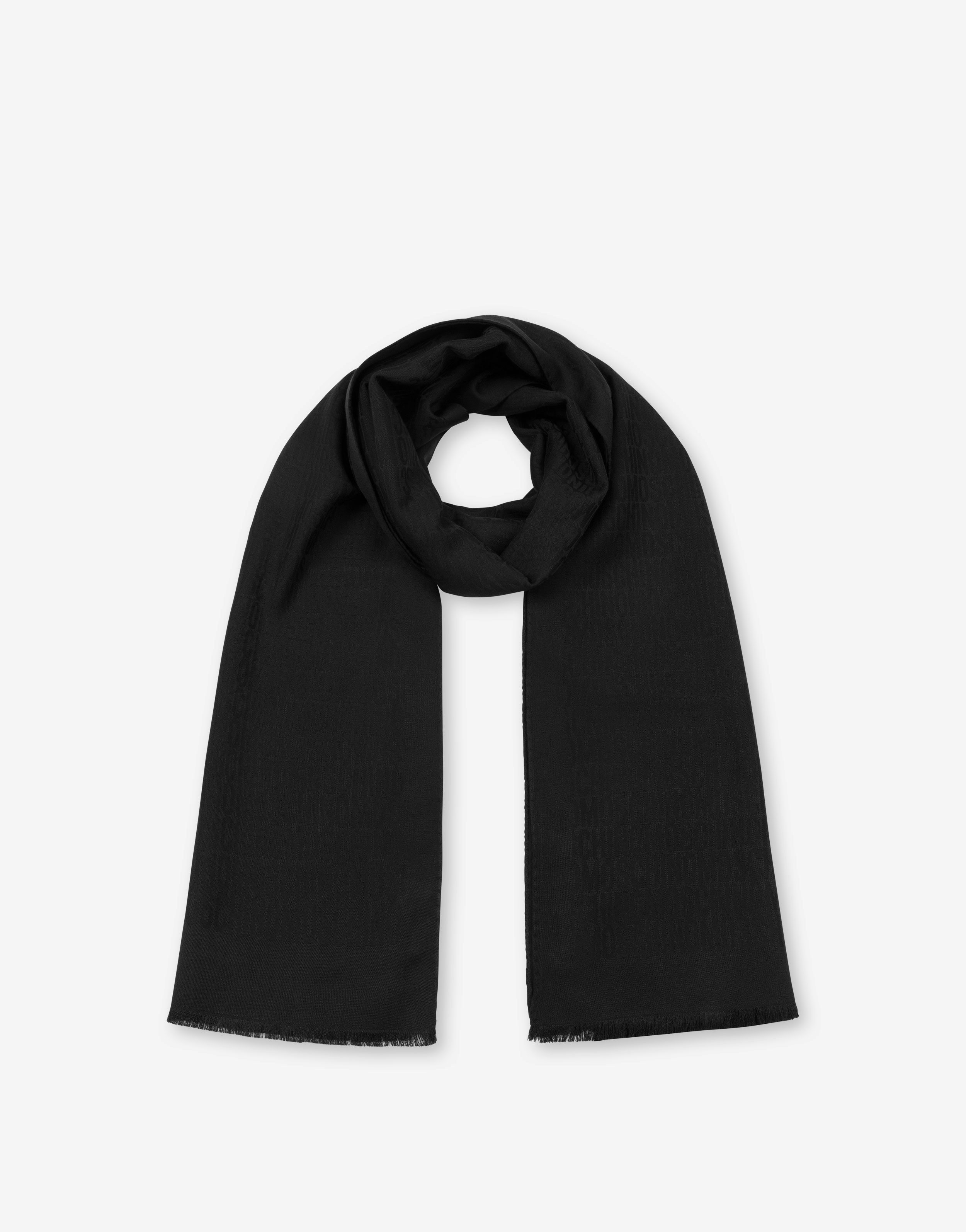 Allover Logo silk and wool scarf 0