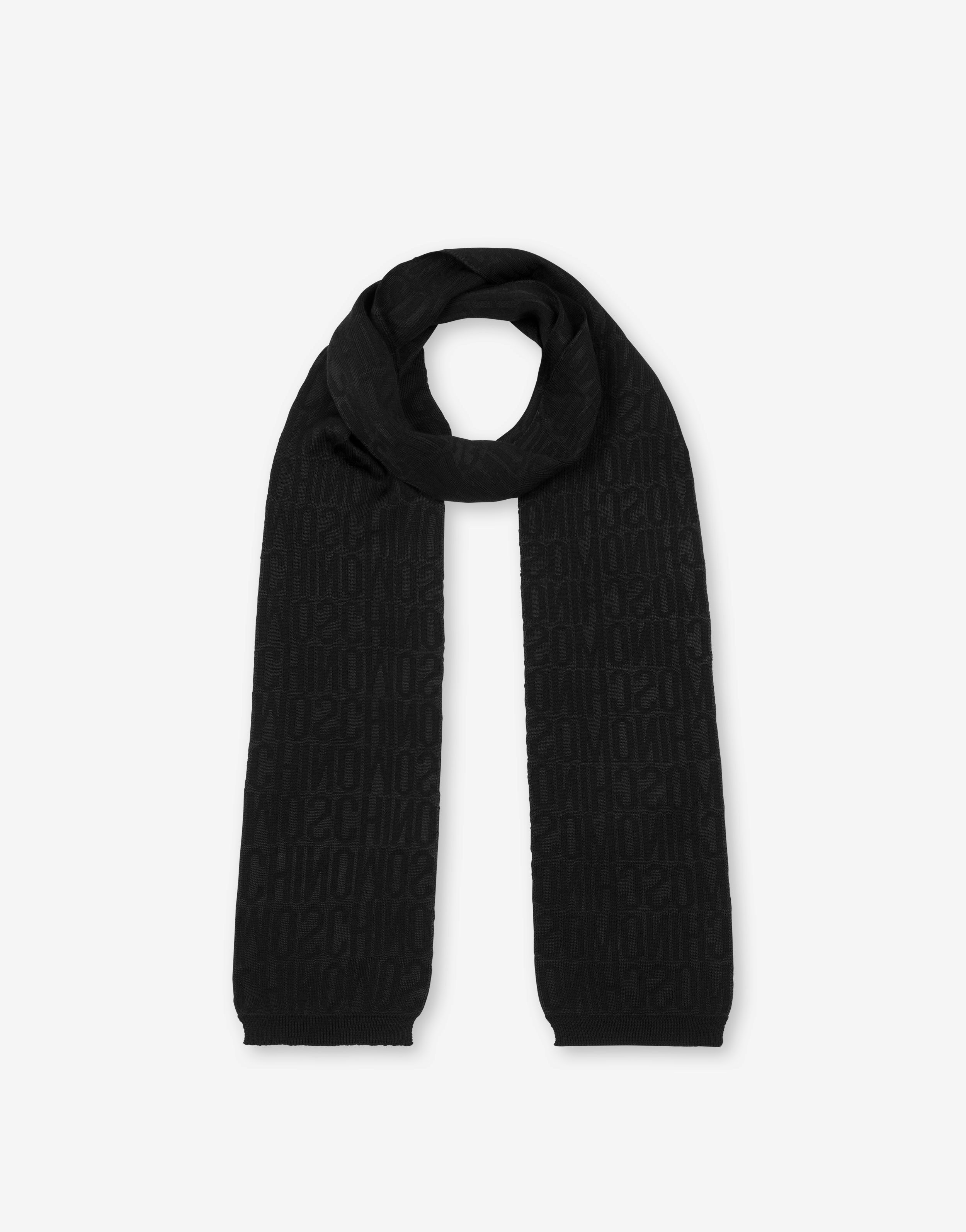 Allover Logo thin knit scarf 0