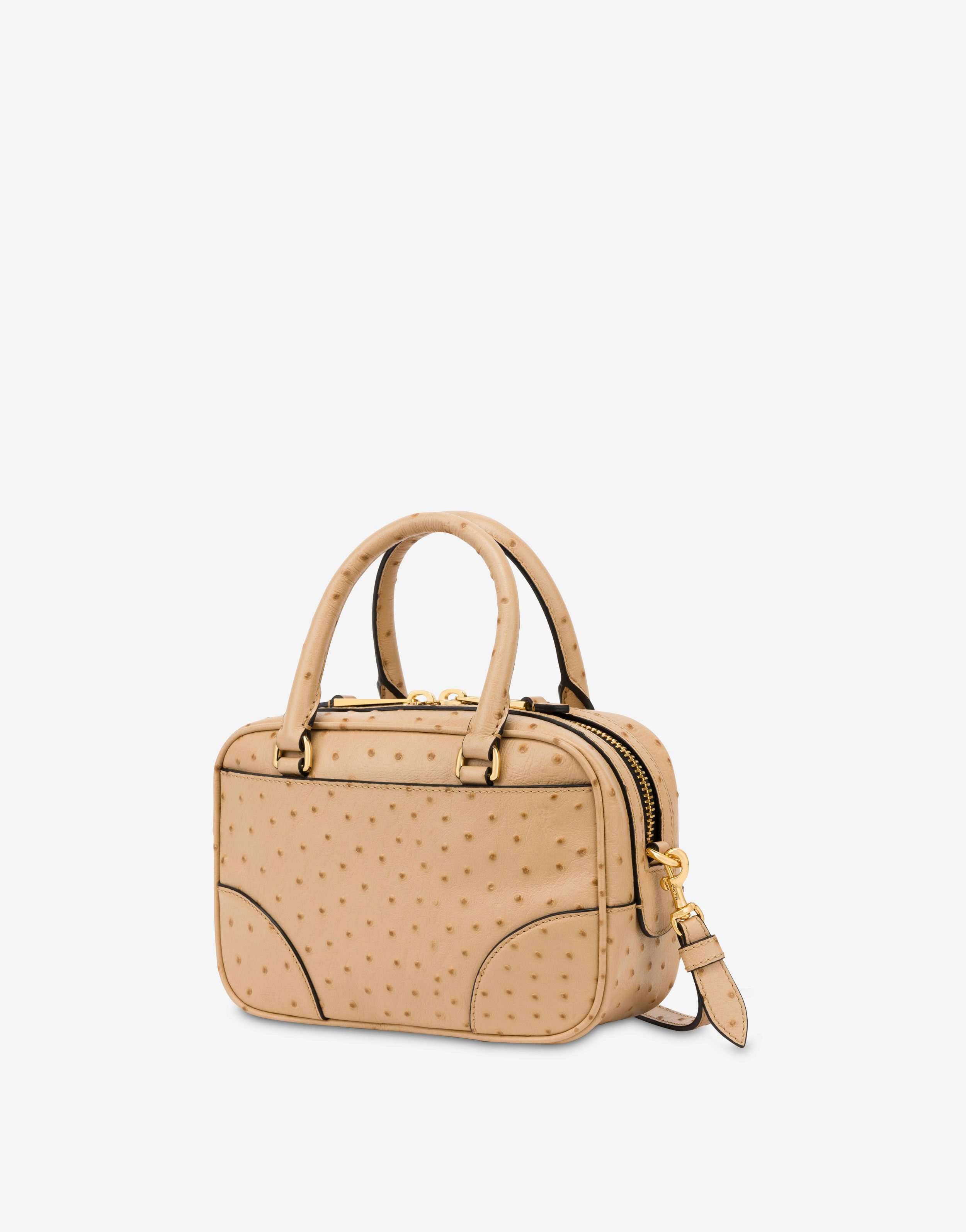 Travel Tag handbag with ostrich print 0