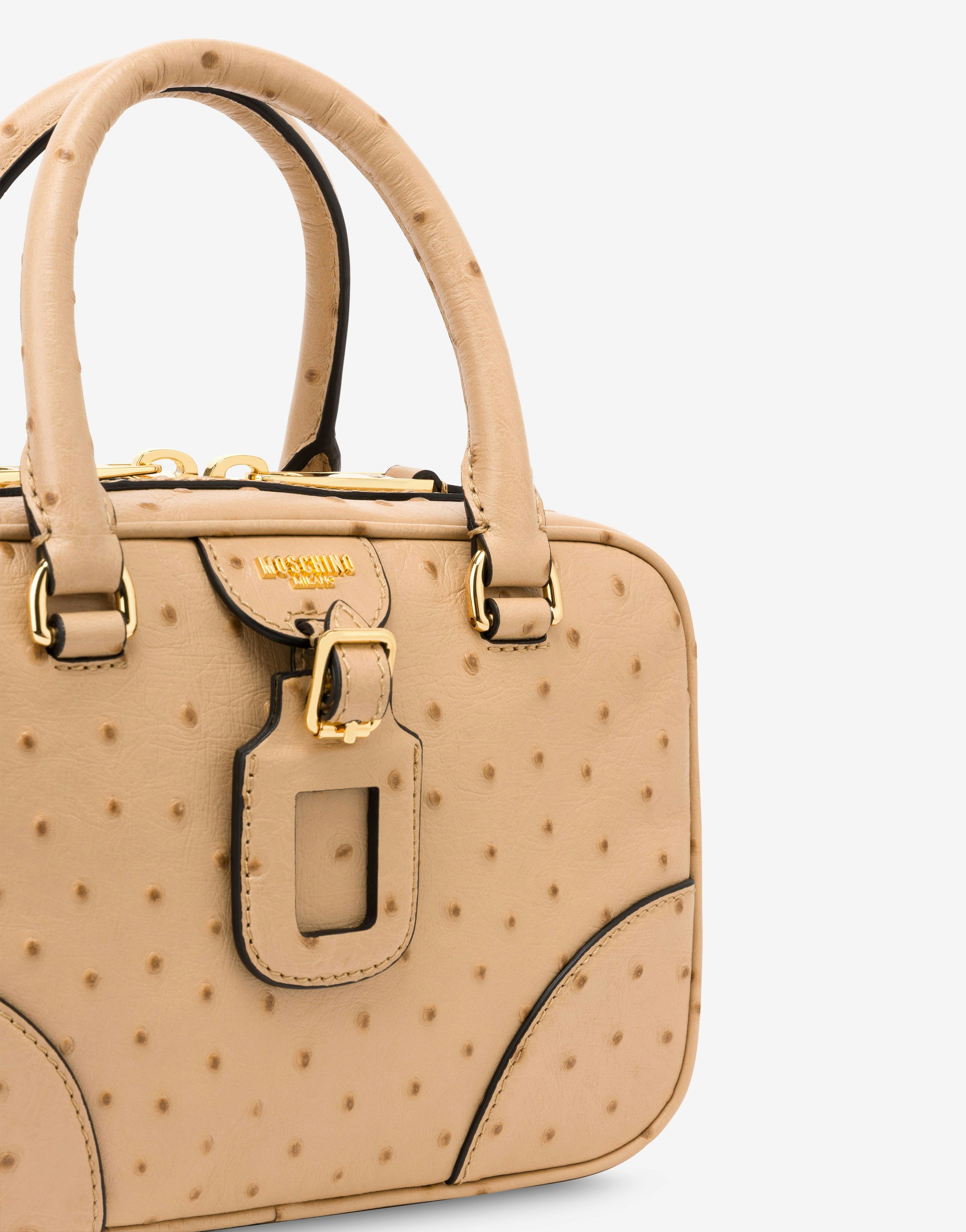 Travel Tag handbag with ostrich print 2