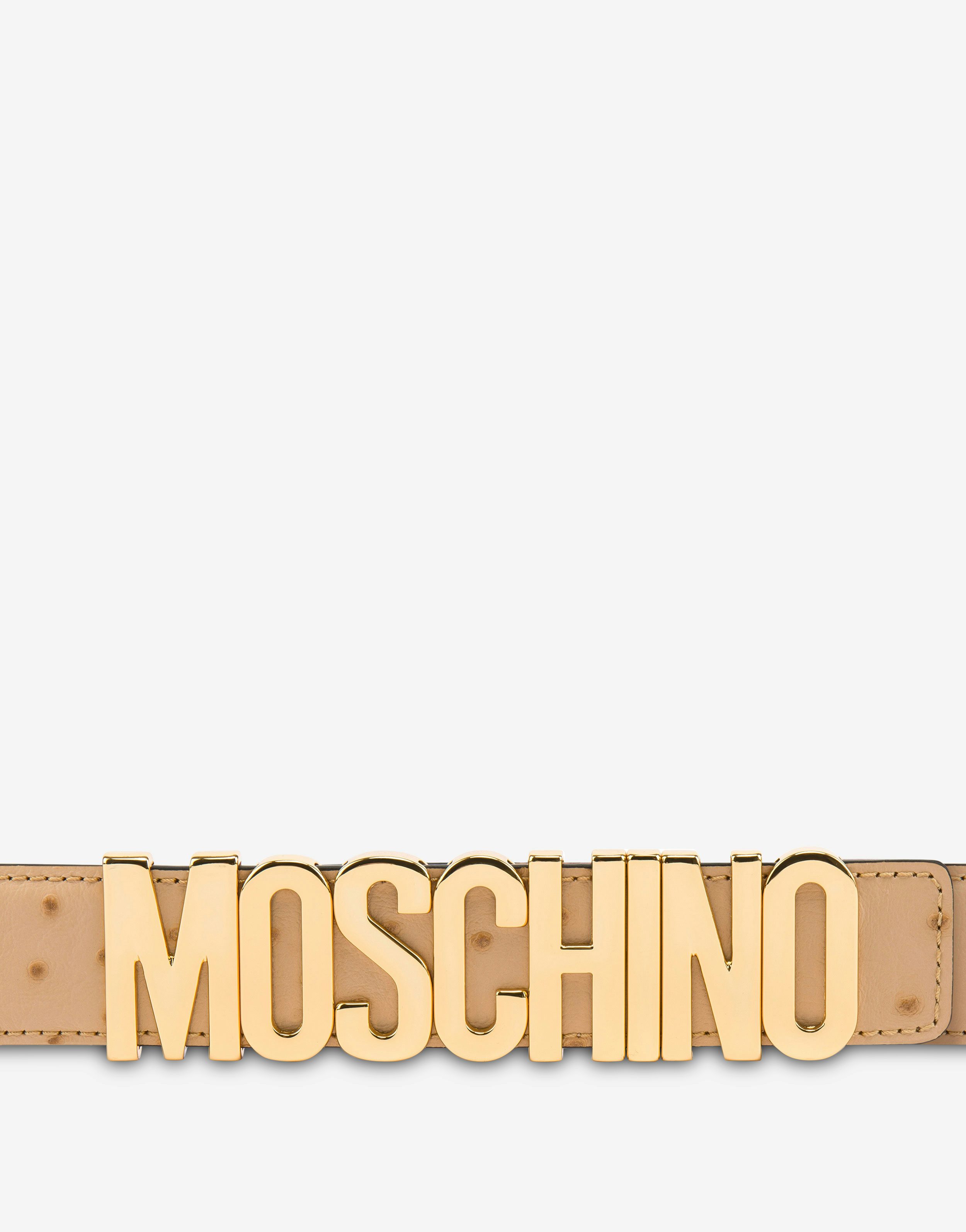 Lettering Logo belt with ostrich print 0