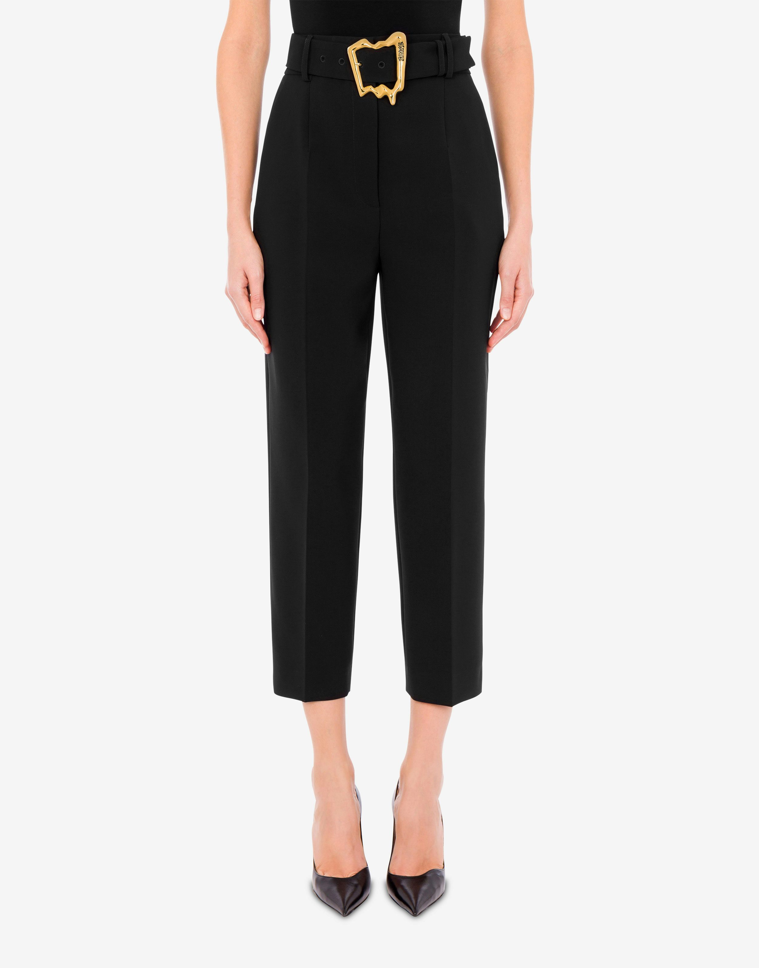 Morphed Buckle stretch crêpe trousers 0