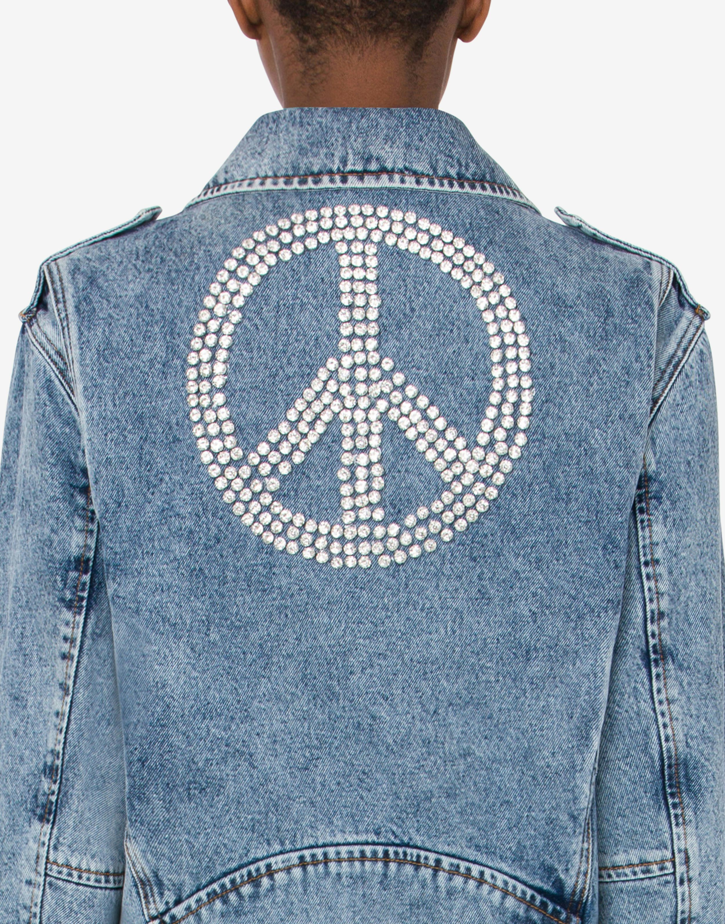 Peace Symbol denim biker jacket 2
