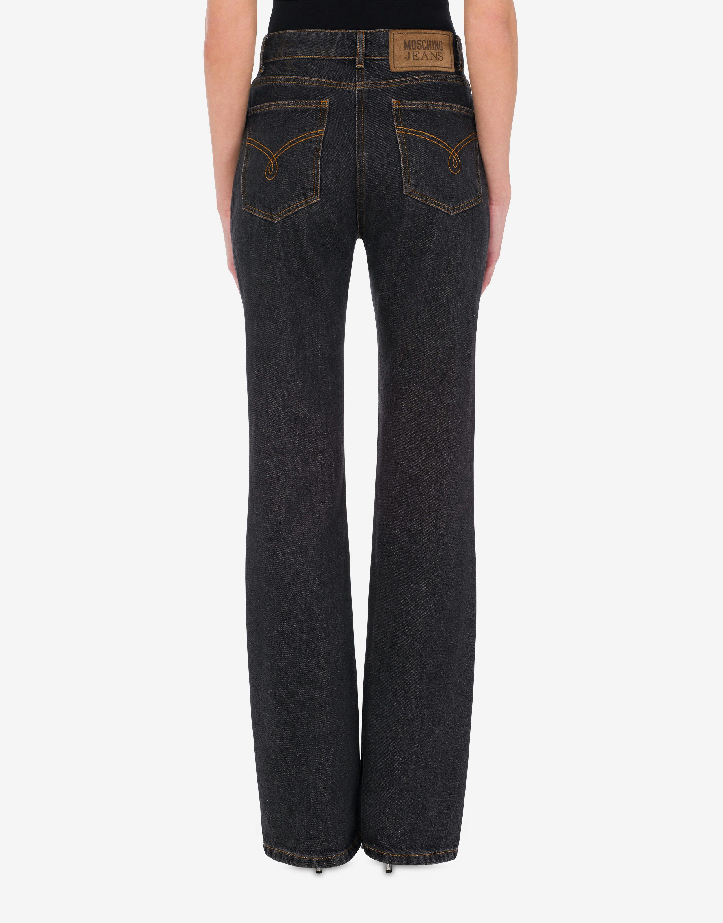 Flared black denim jeans 1