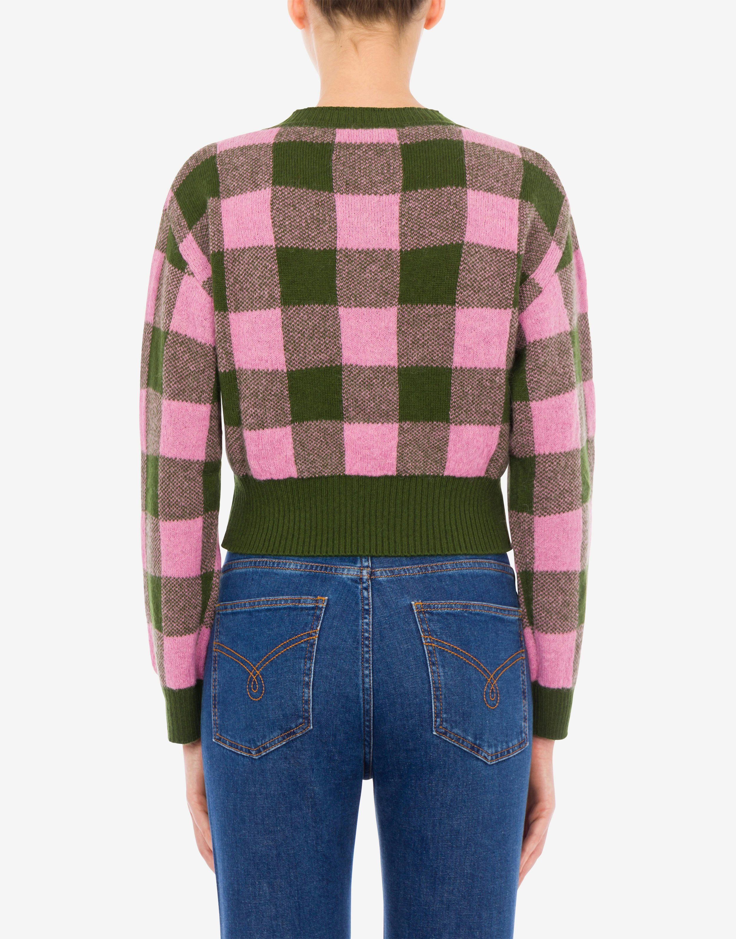 Check wool and cashmere cropped jumper 1