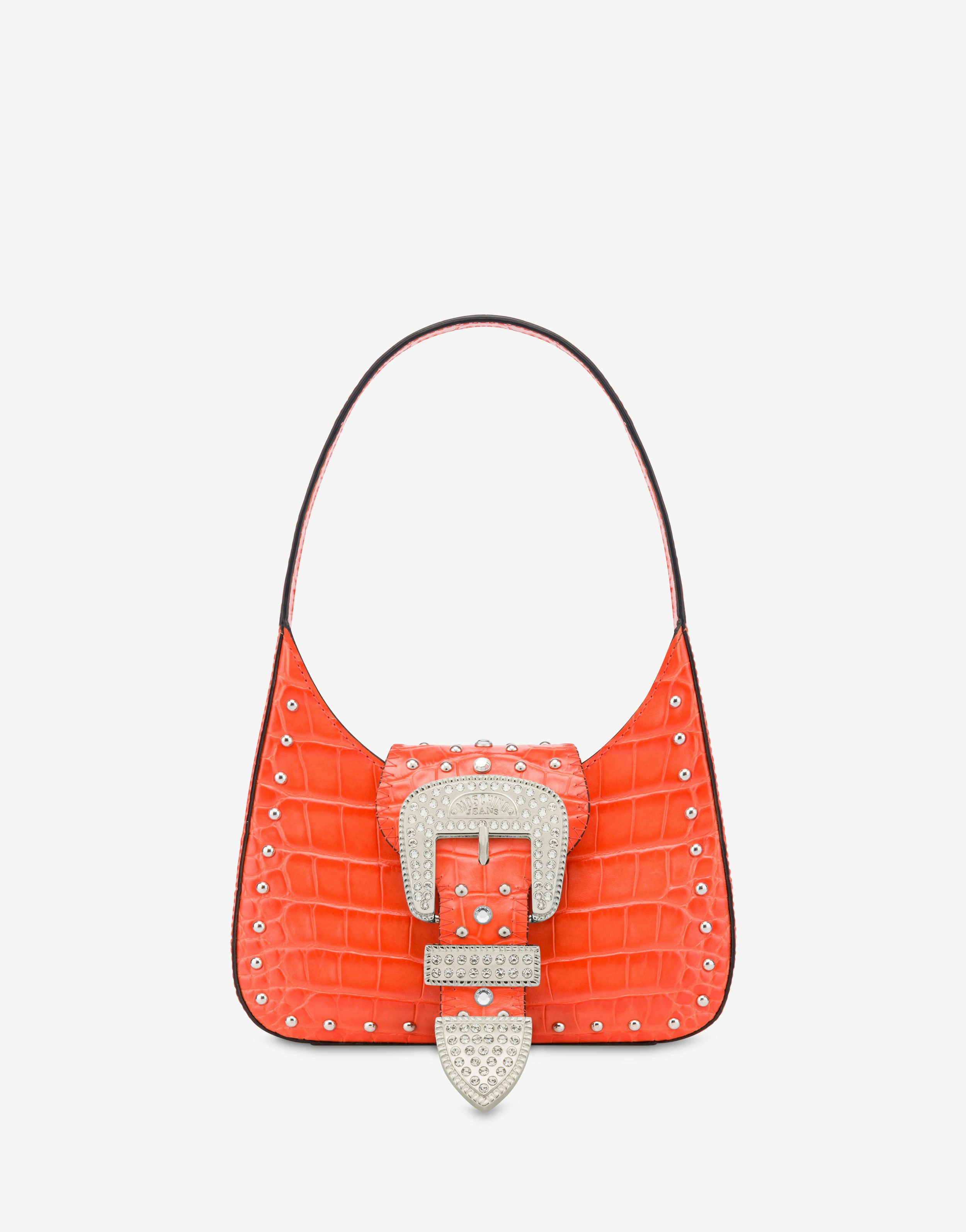 Maxi Buckle crocodile-print handbag