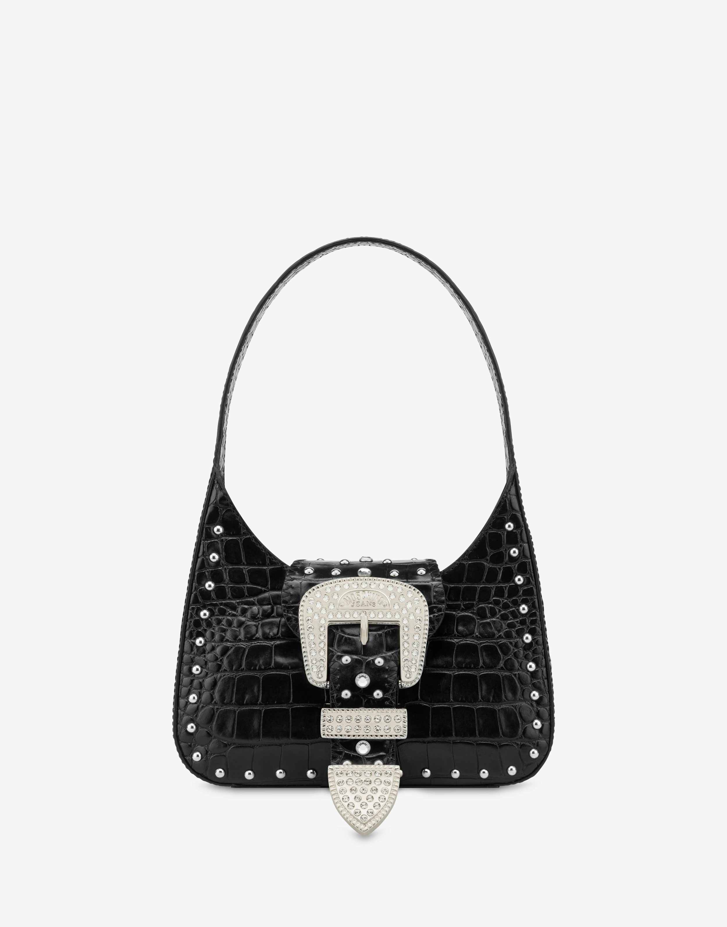 Maxi Buckle crocodile-print handbag