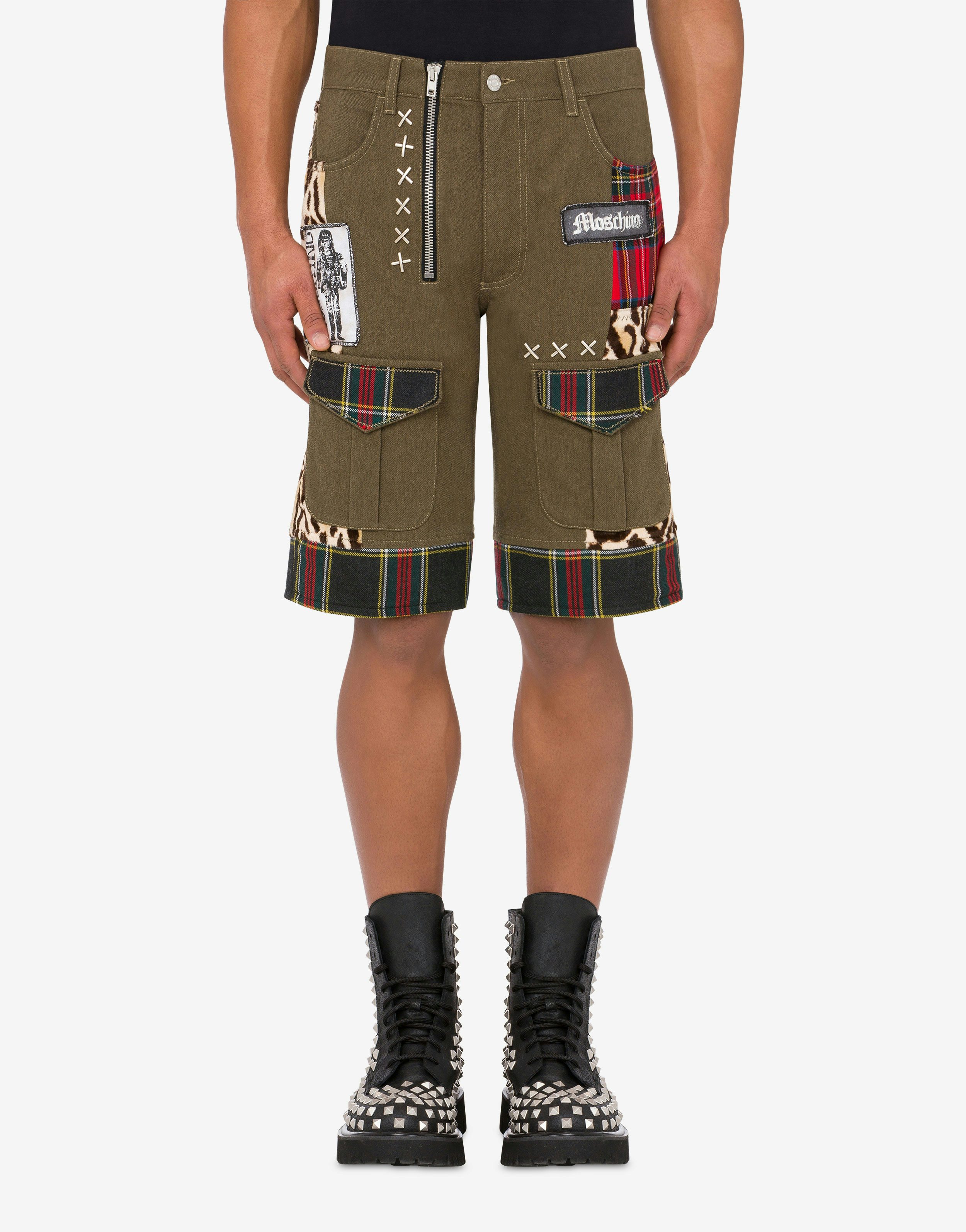 Military Patchwork Bermuda shorts 0