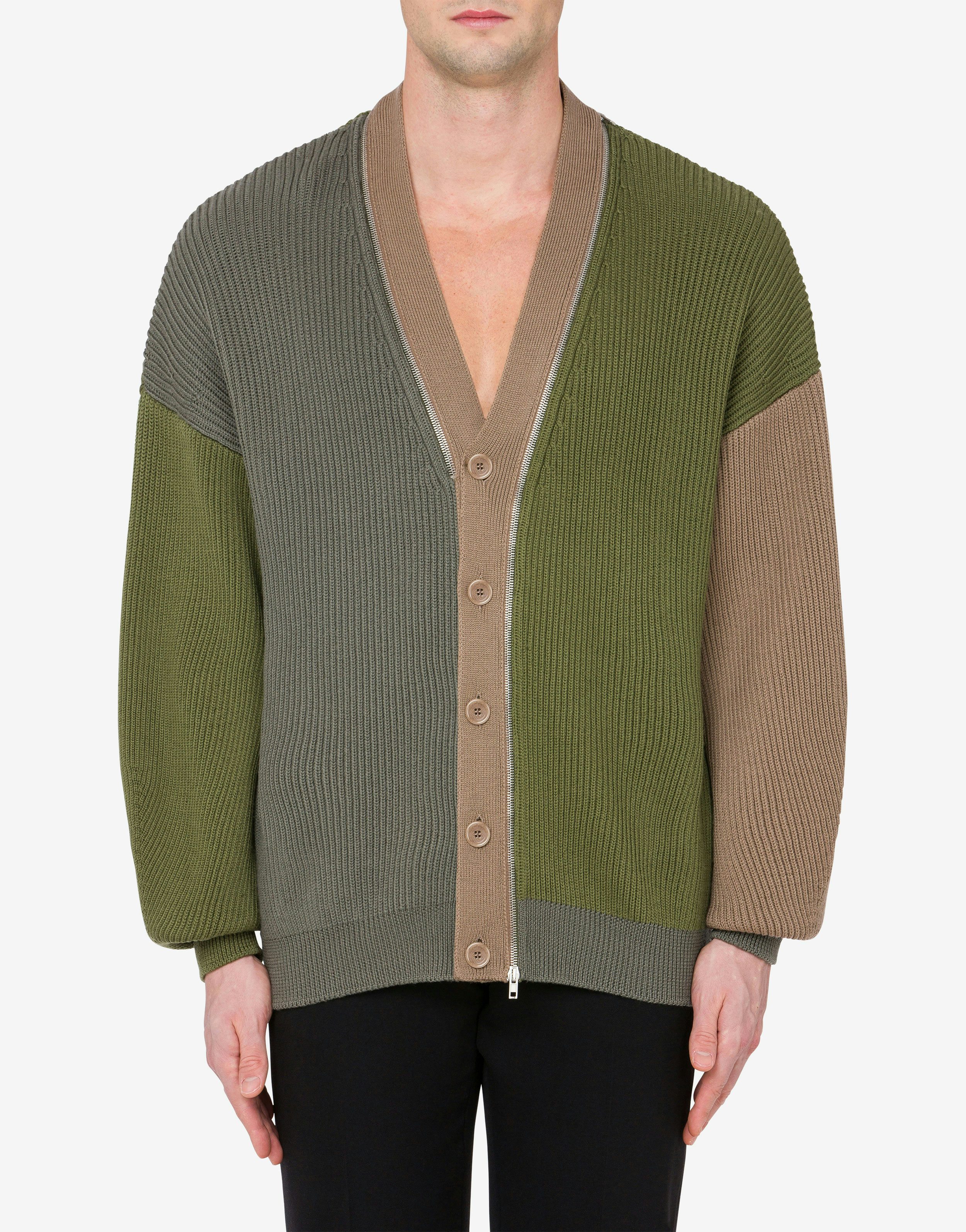 Ribbed wool cardigan with zip 0