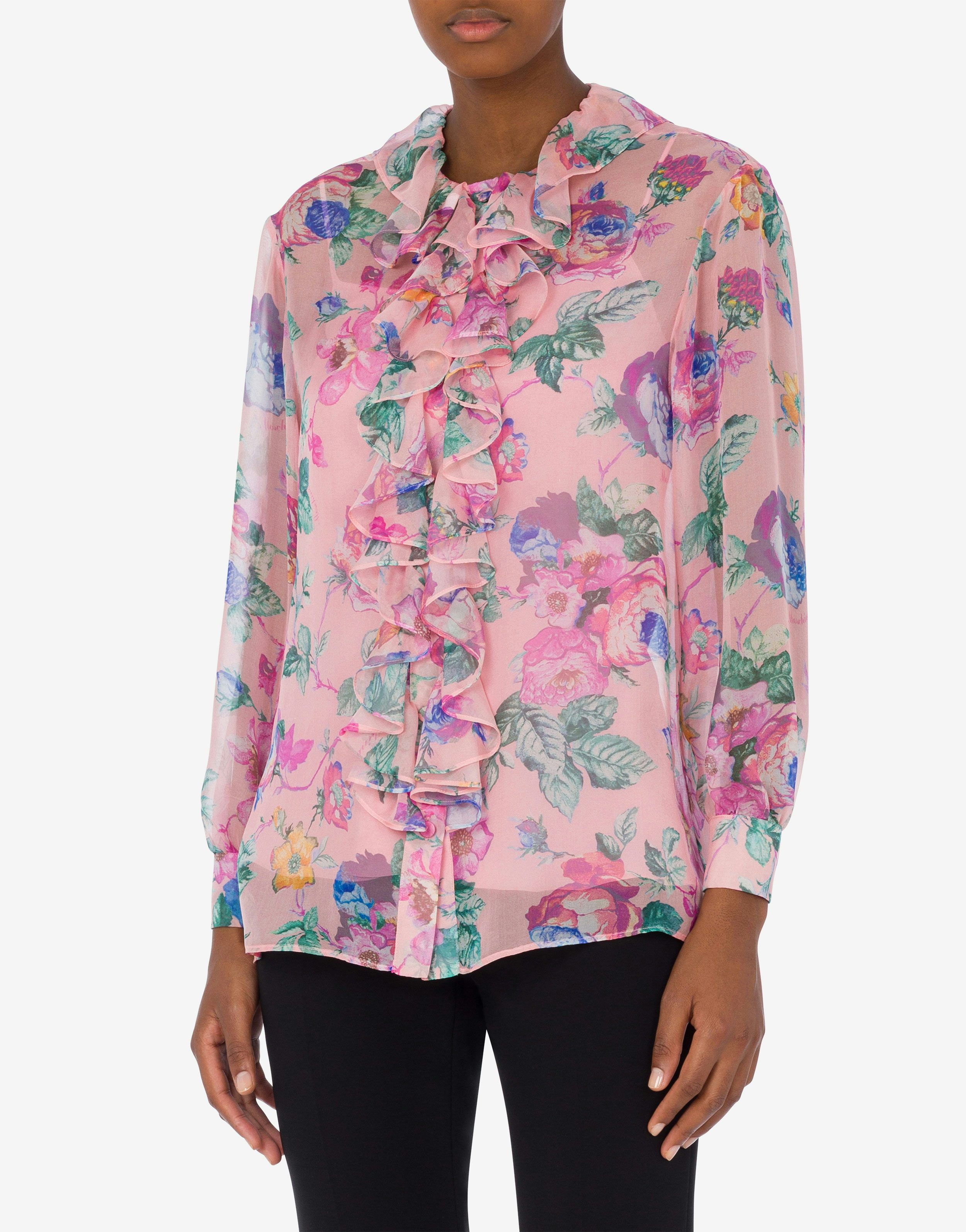 Camicia in chiffon Flowers Print 0