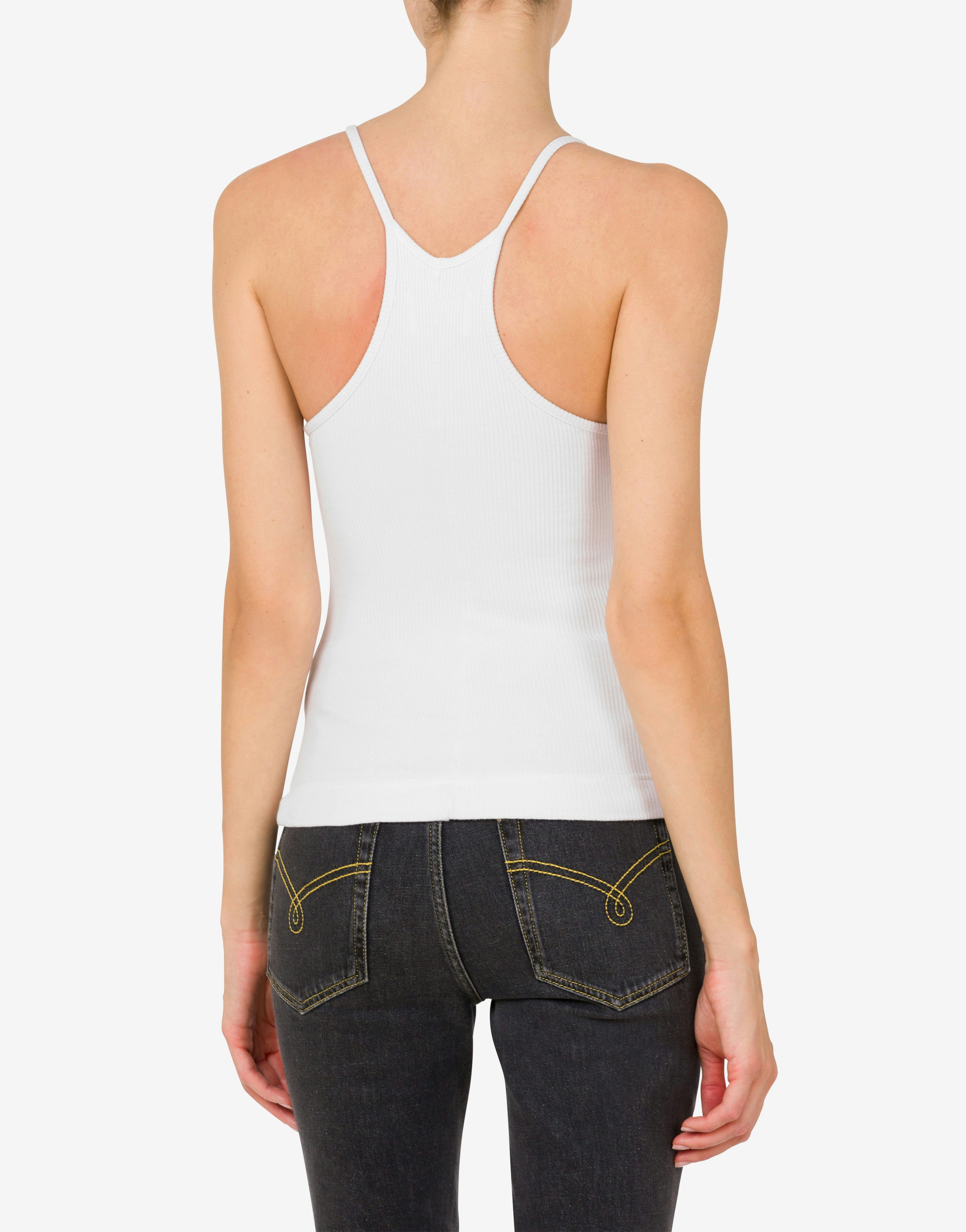 Tank top in cotone a coste Logo Patch 1