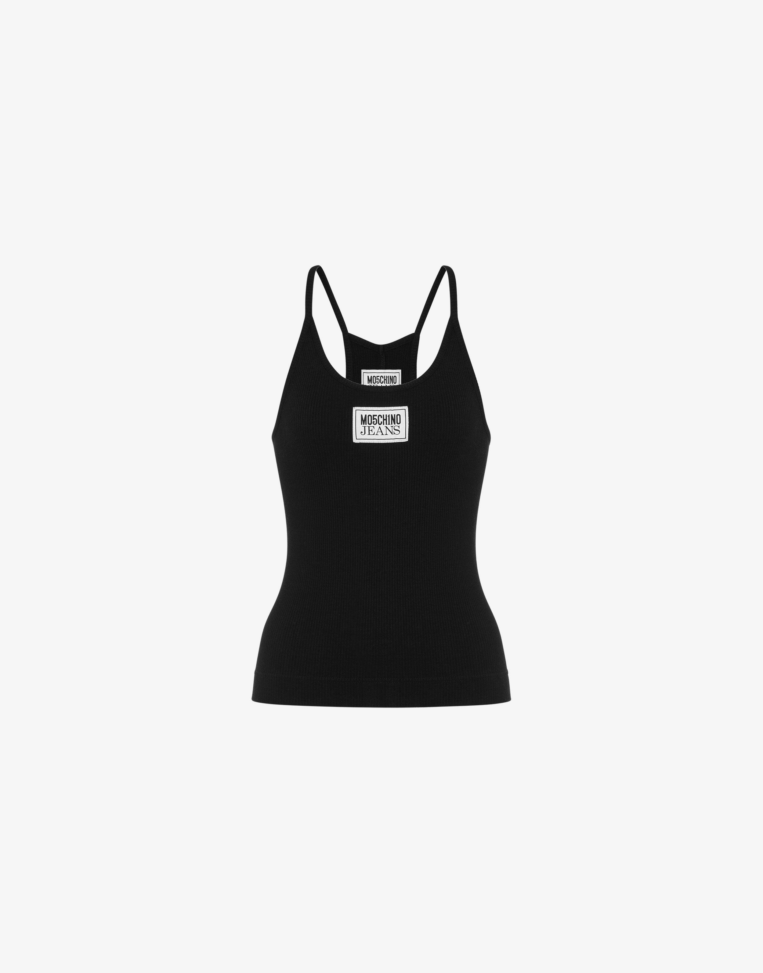 Tank top in cotone a coste Logo Patch
