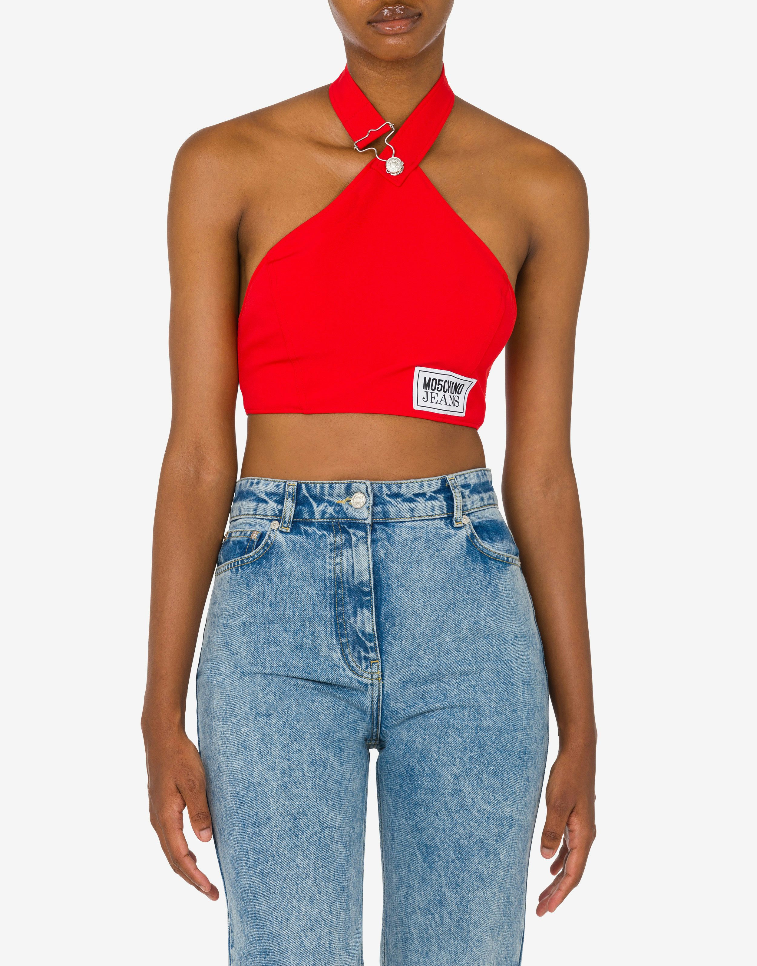 Crop top in cady Logo Patch 0