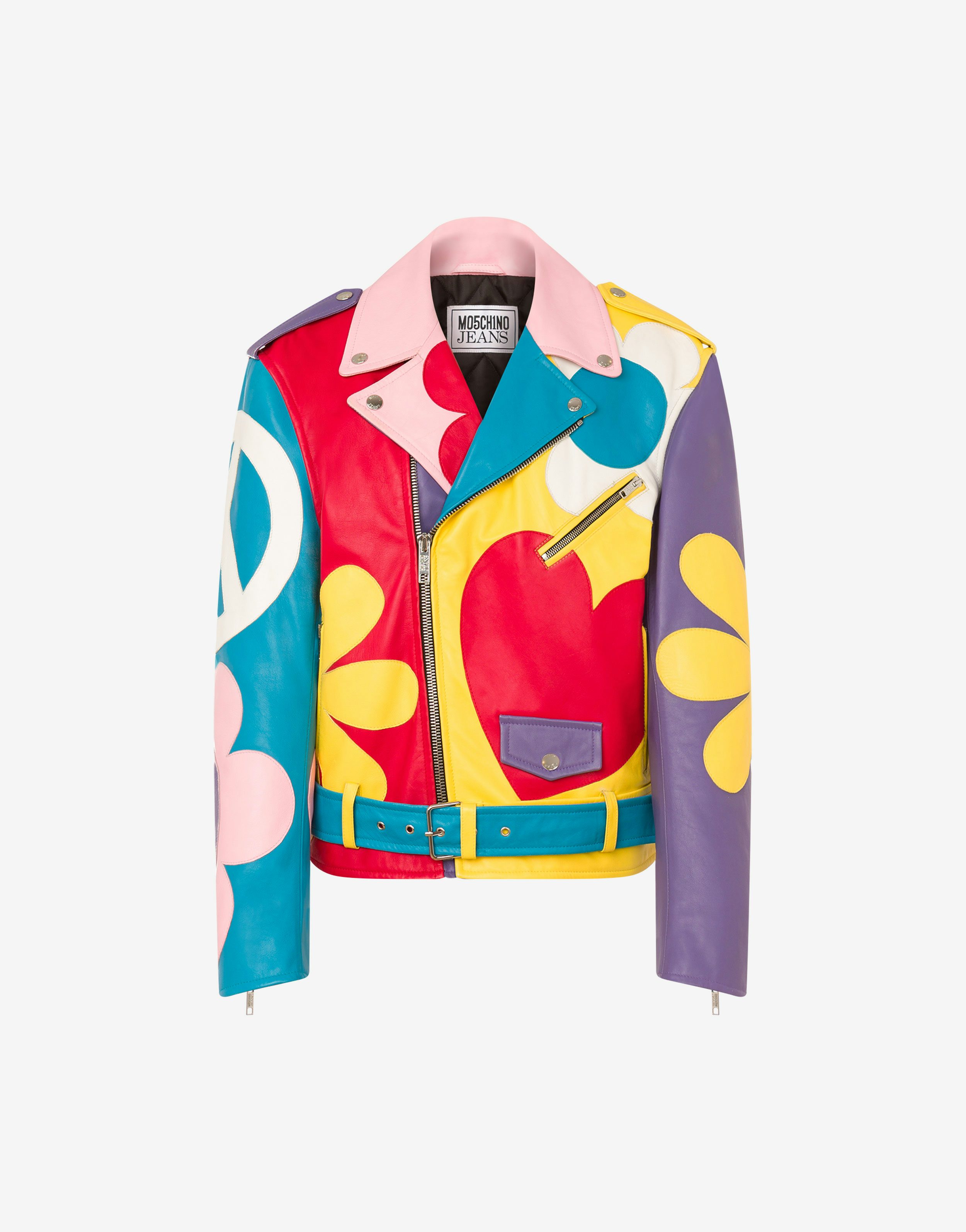 Colorful Symbols nappa leather biker jacket | Shop Online
