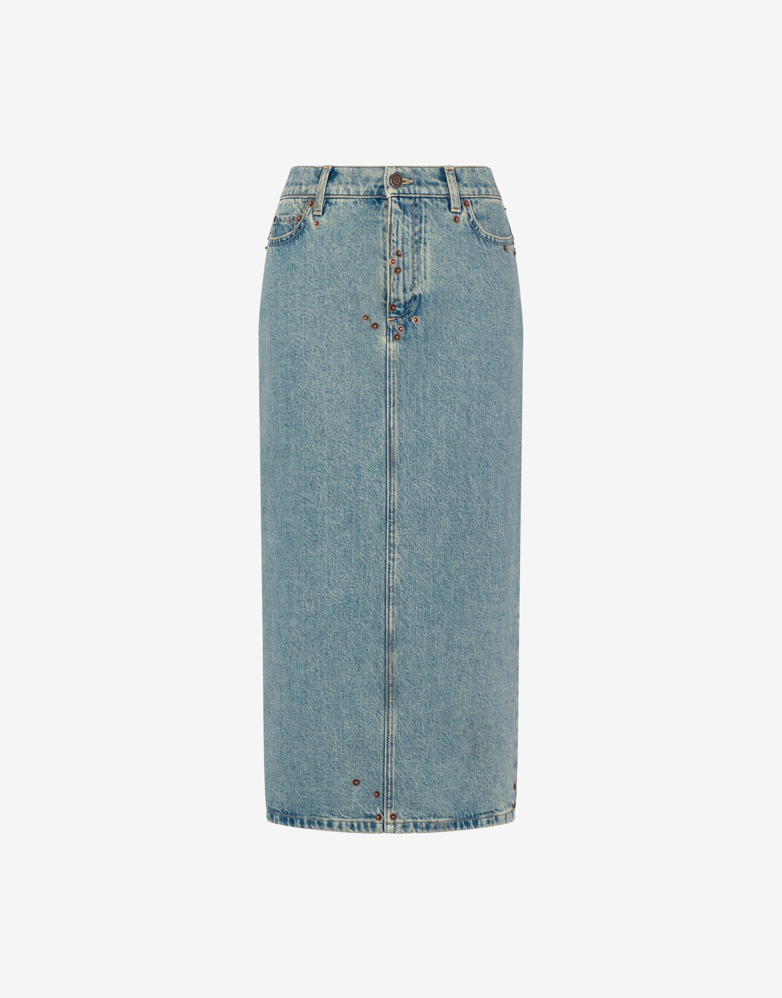 Skirt in blue cotton denim