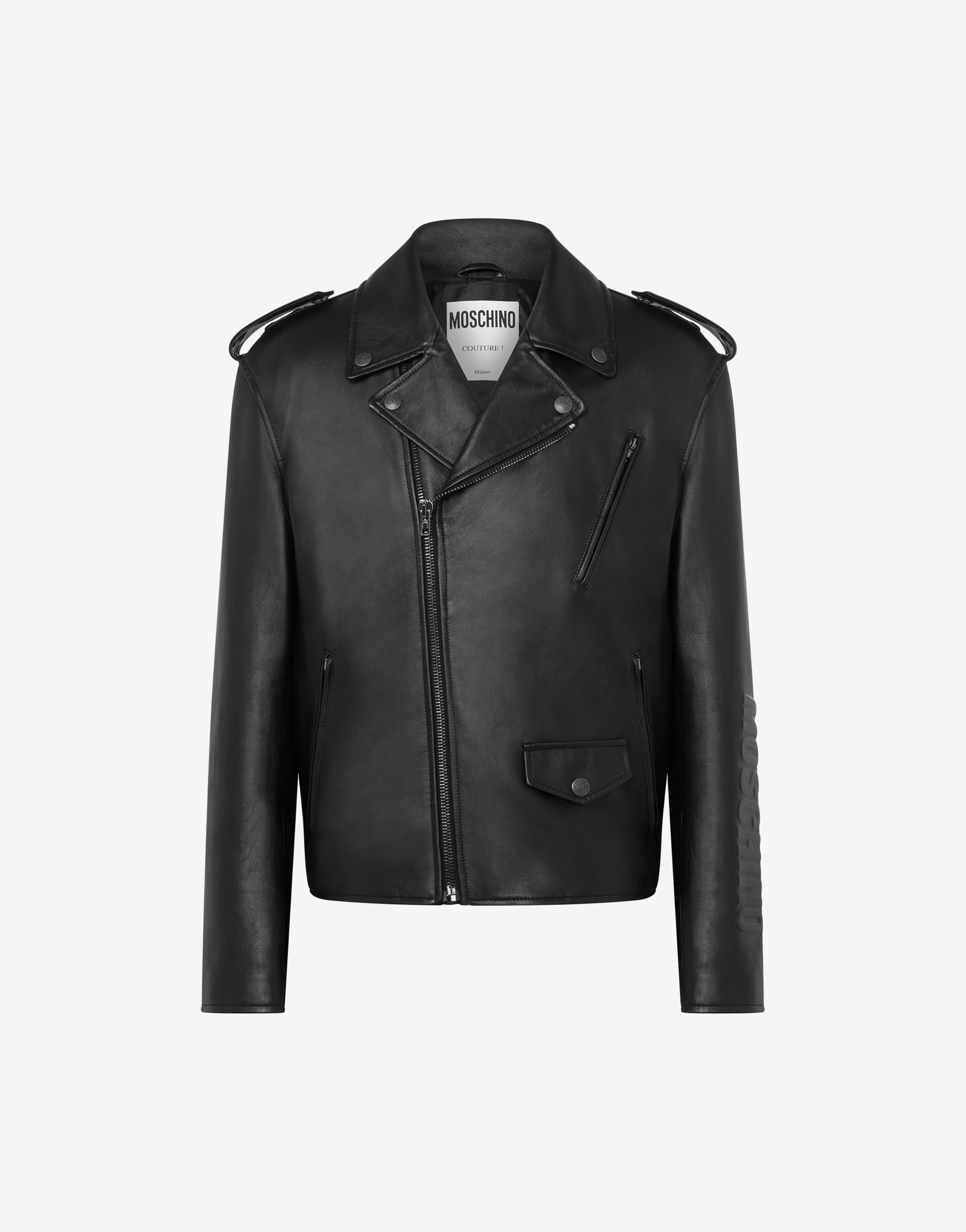 Moschino Outline nappa leather biker jacket