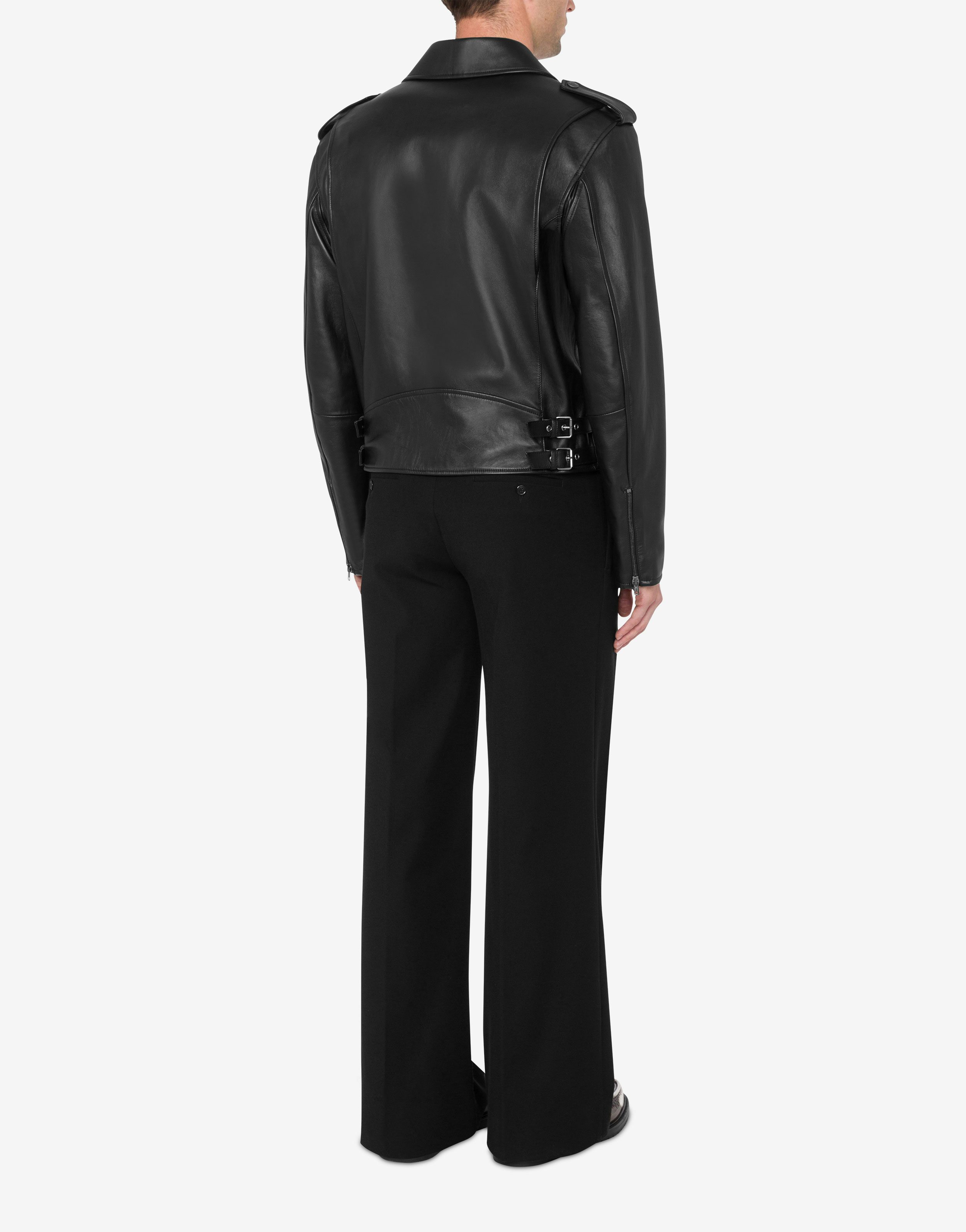 Moschino Outline nappa leather biker jacket 1