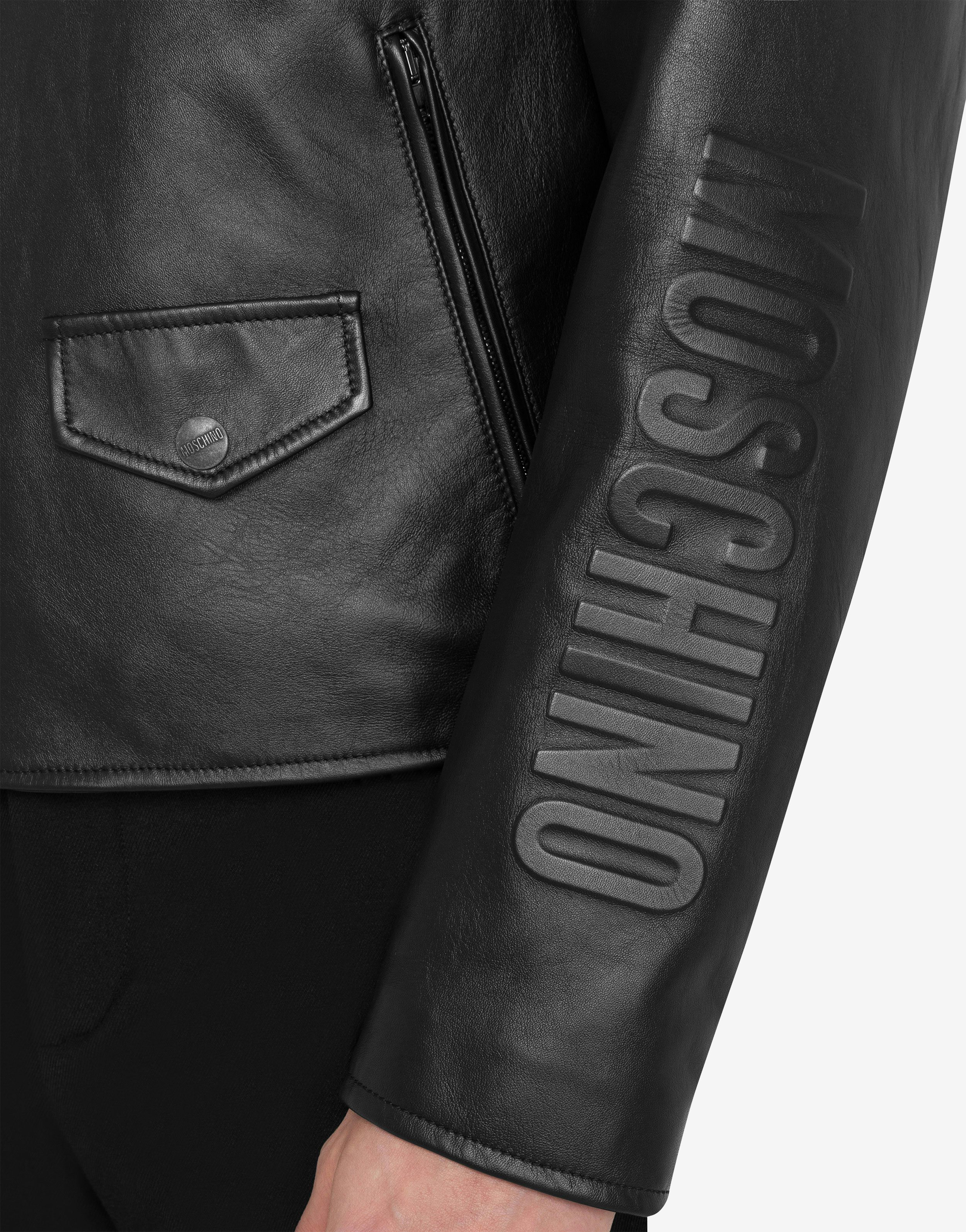 Moschino Outline nappa leather biker jacket 2