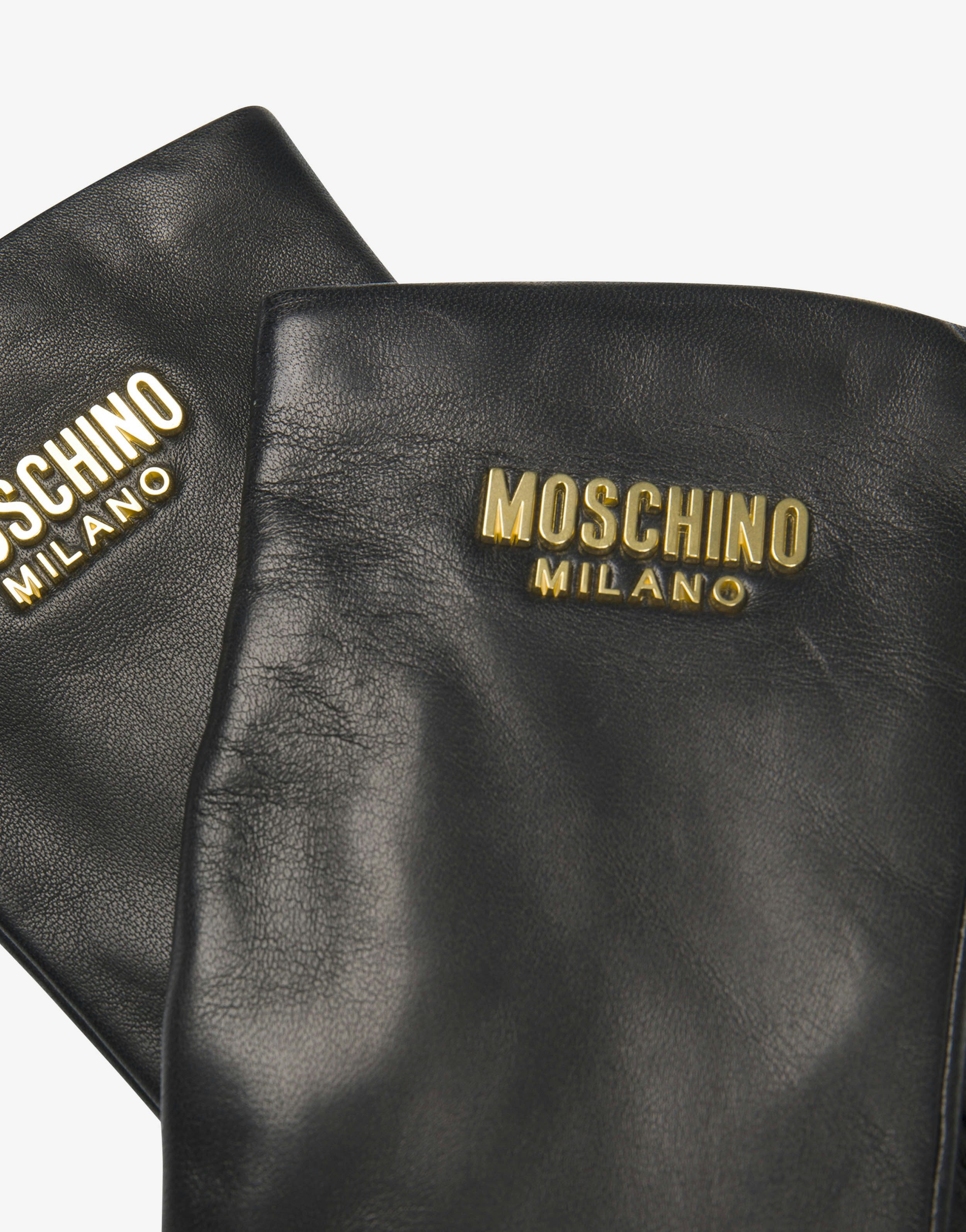 Leather gloves with logo 0