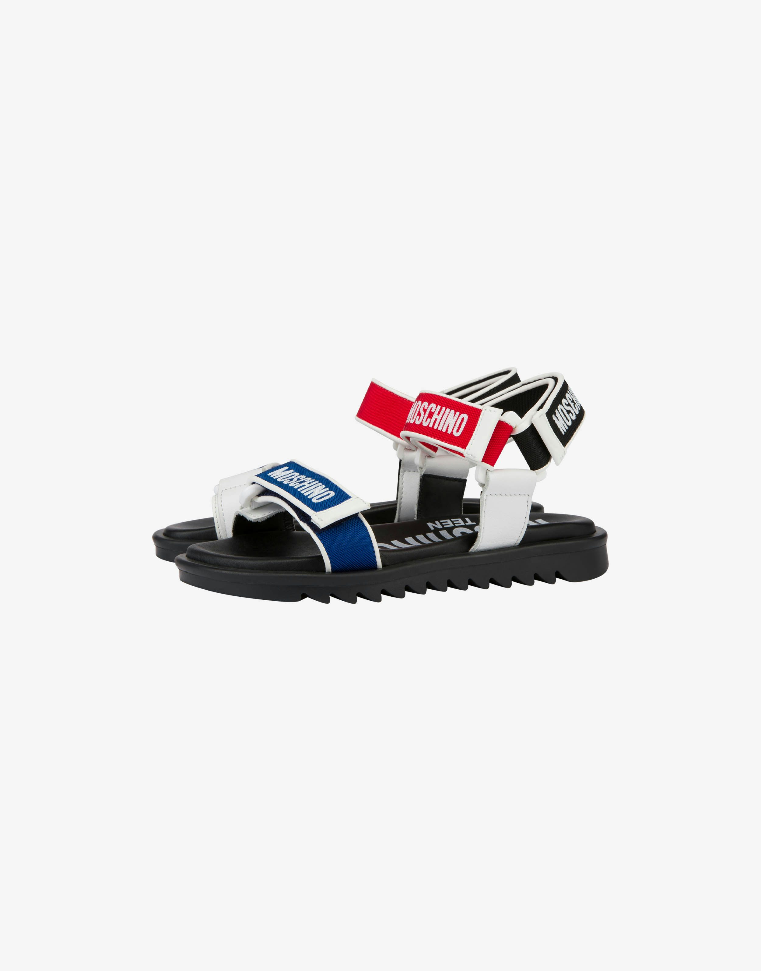 Flat Sandals with strap and logo