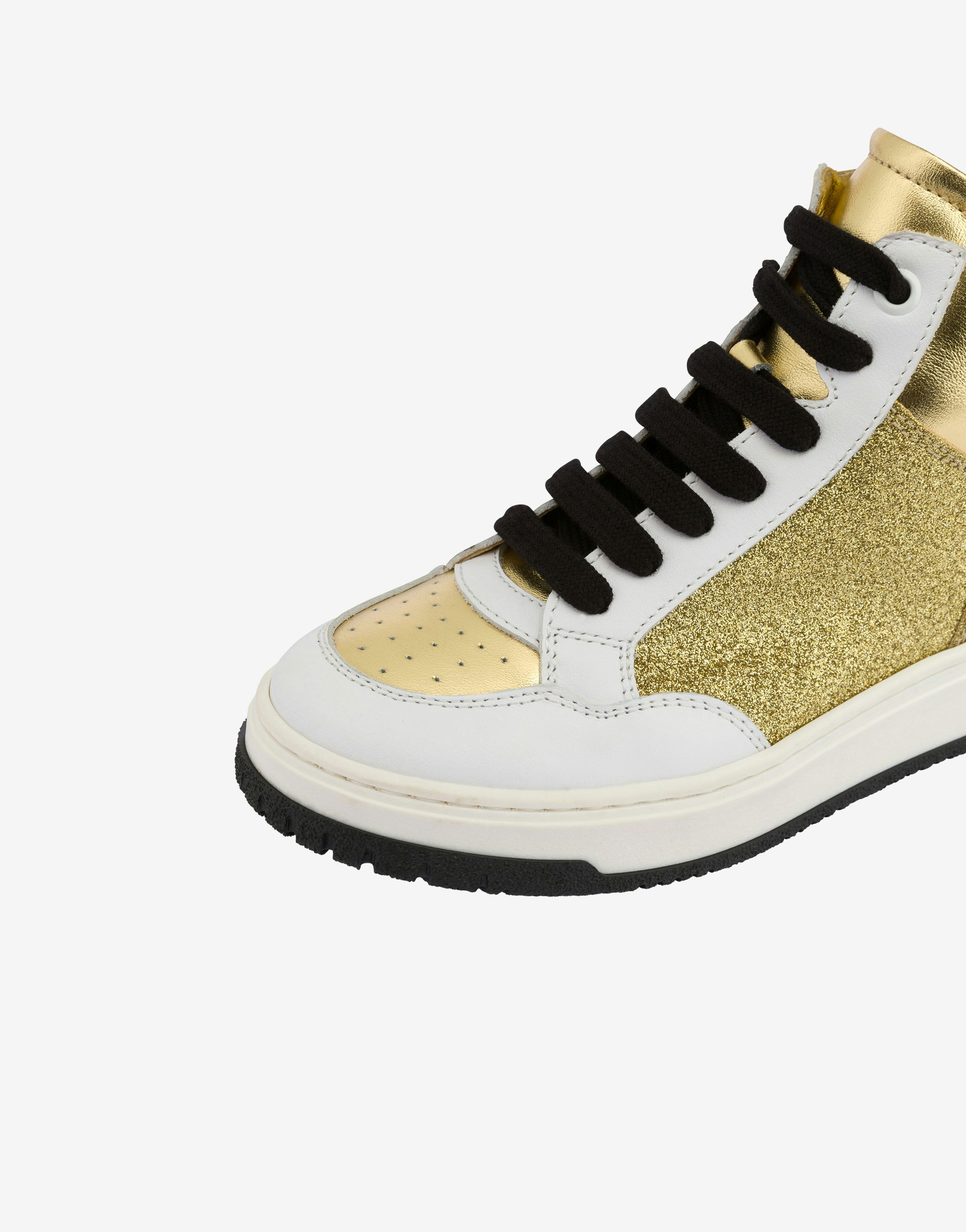 Logo Embroidery glitter high-top sneakers 2