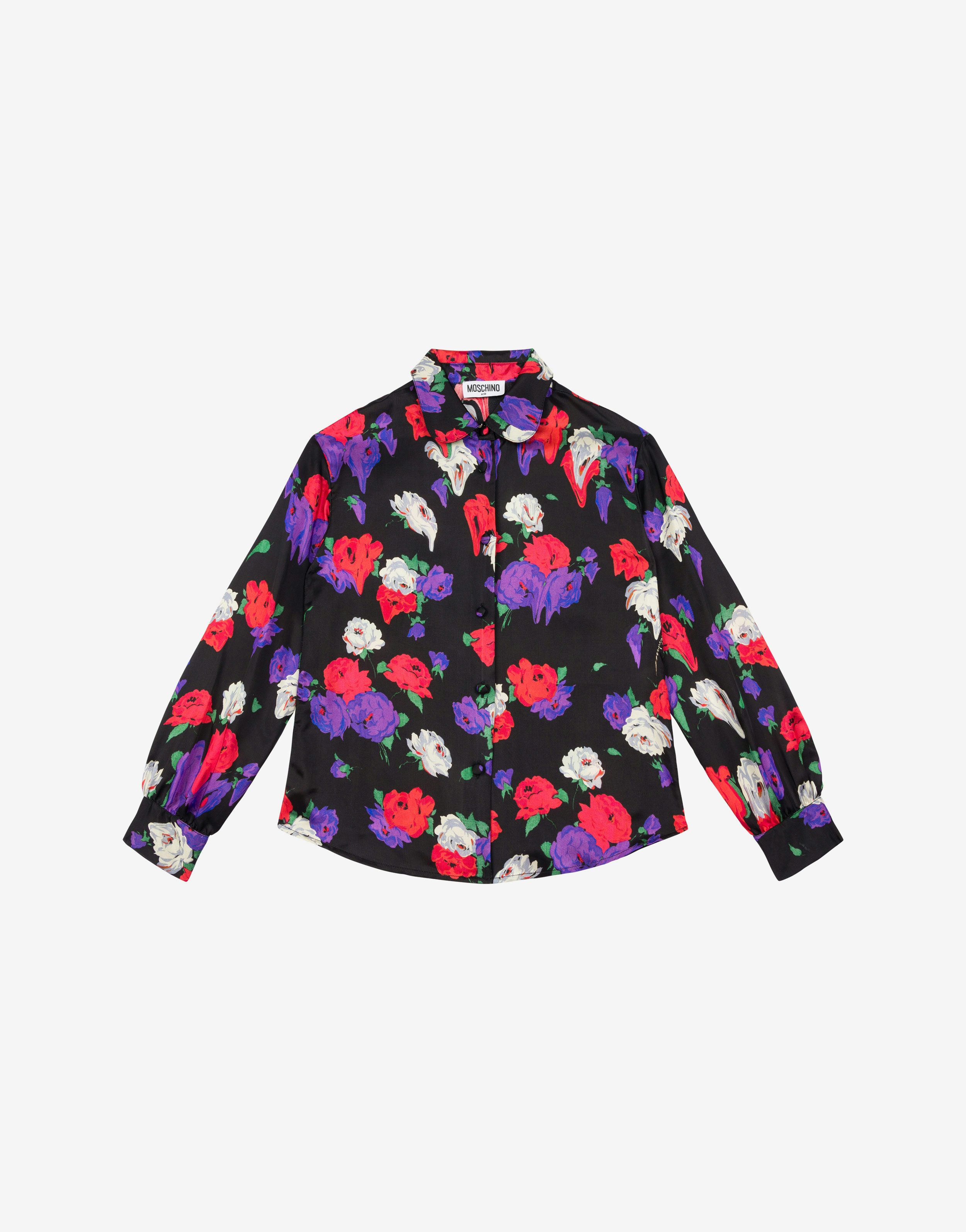 Allover Morphed Flowers satin shirt
