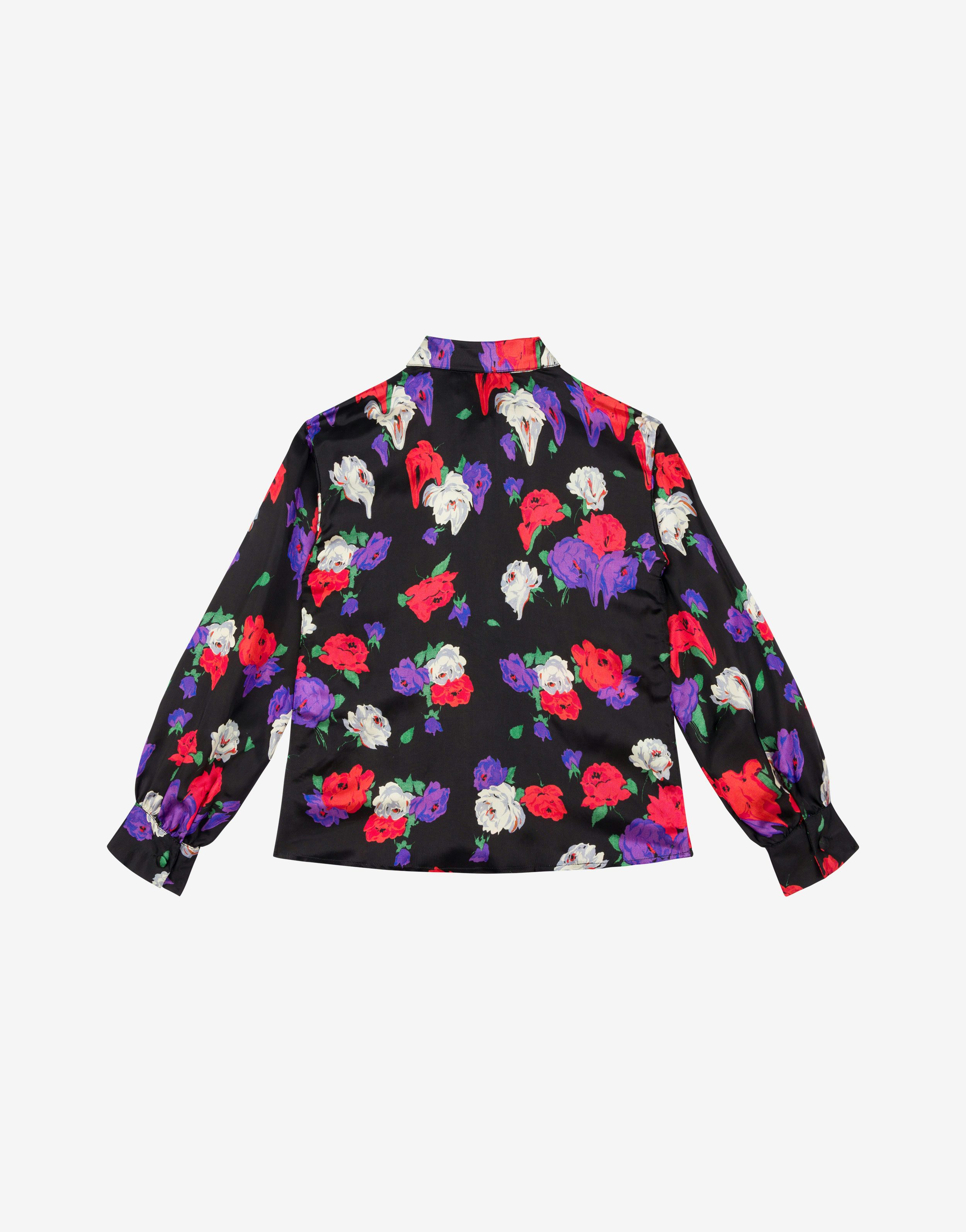 Allover Morphed Flowers satin shirt 0