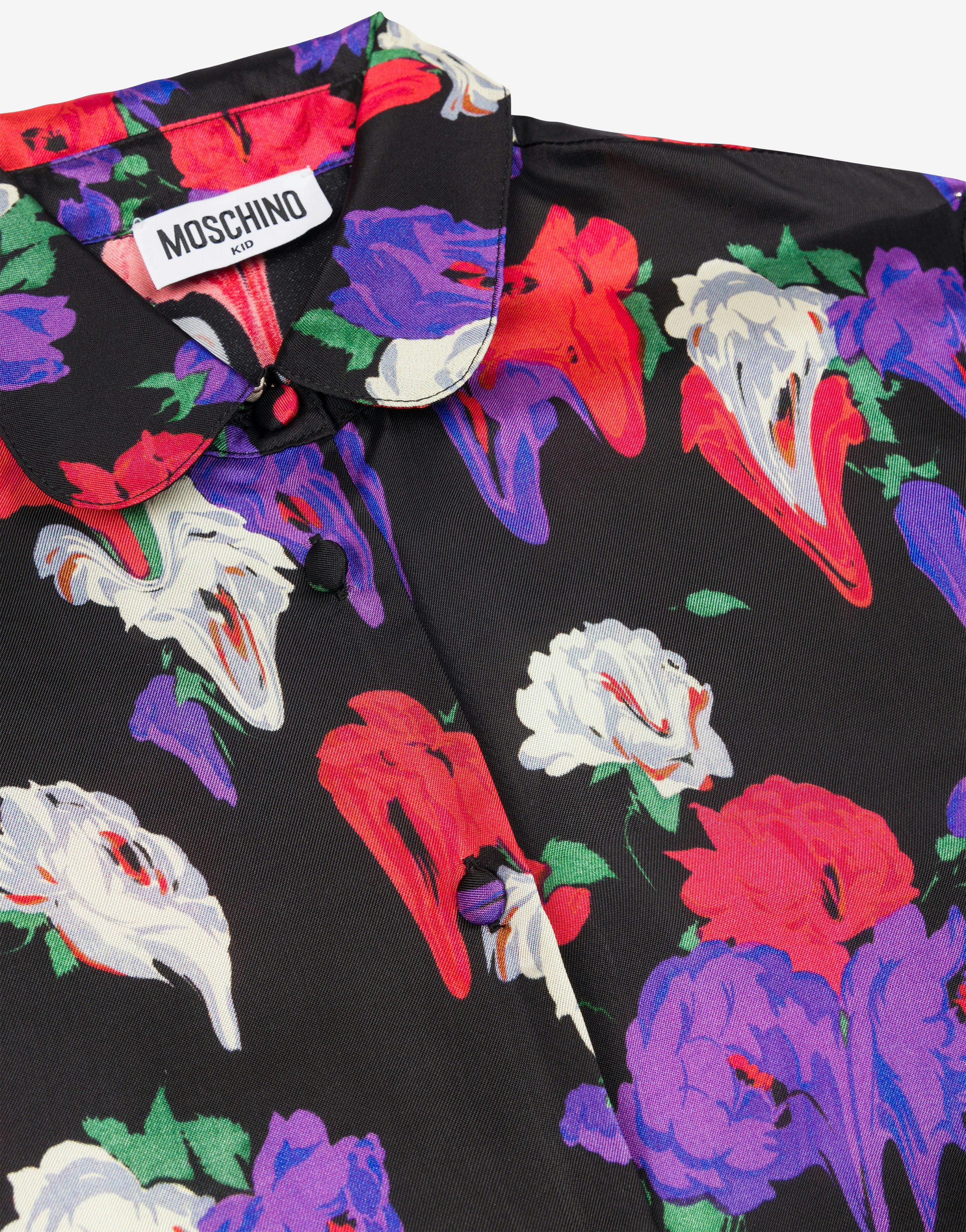Allover Morphed Flowers satin shirt 1