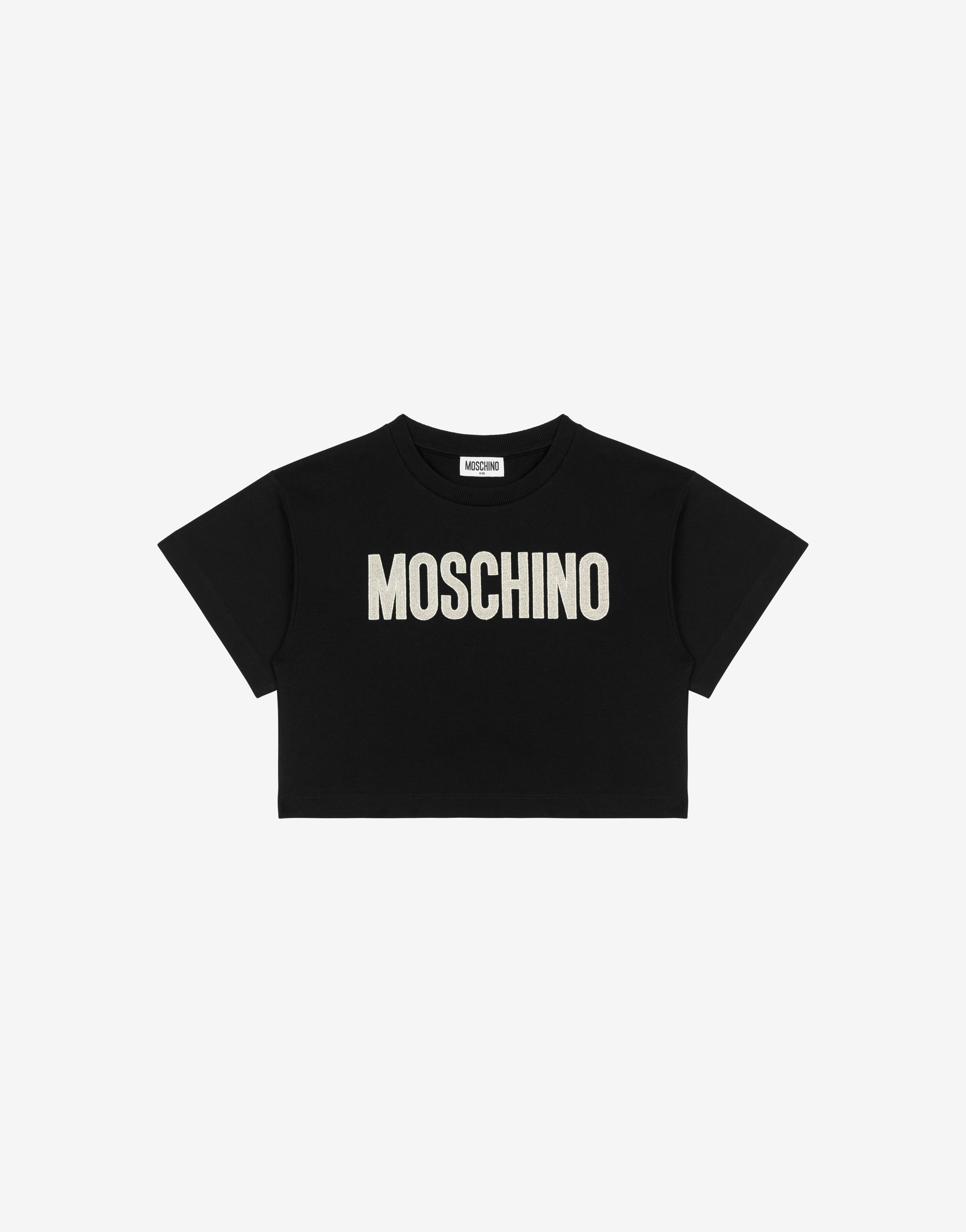 Logo Embroidery jersey cropped T-shirt