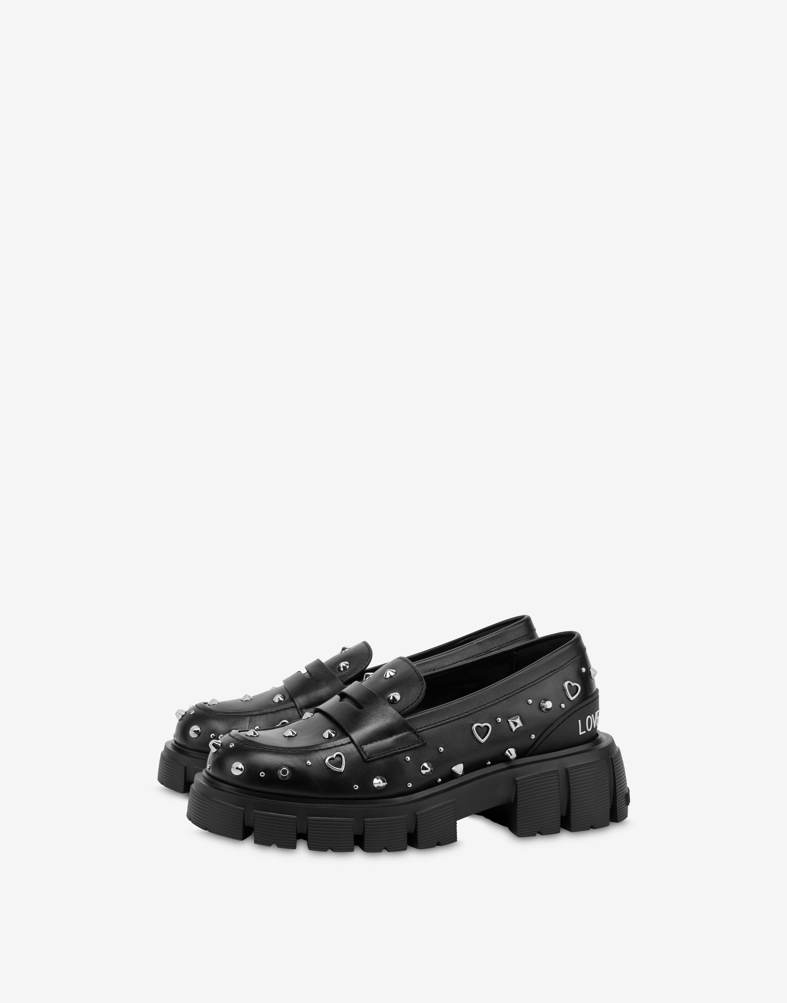 Calfskin loafers with studs