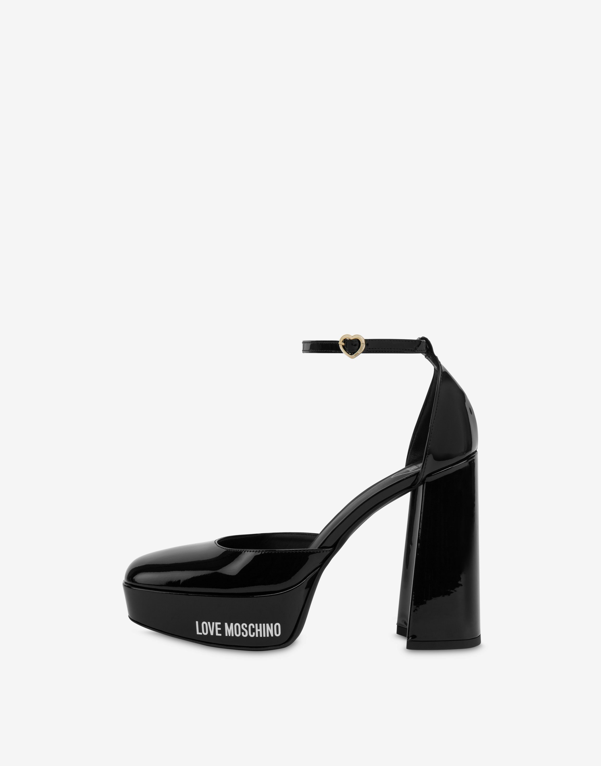 Rubber Logo patent leather sandals 0