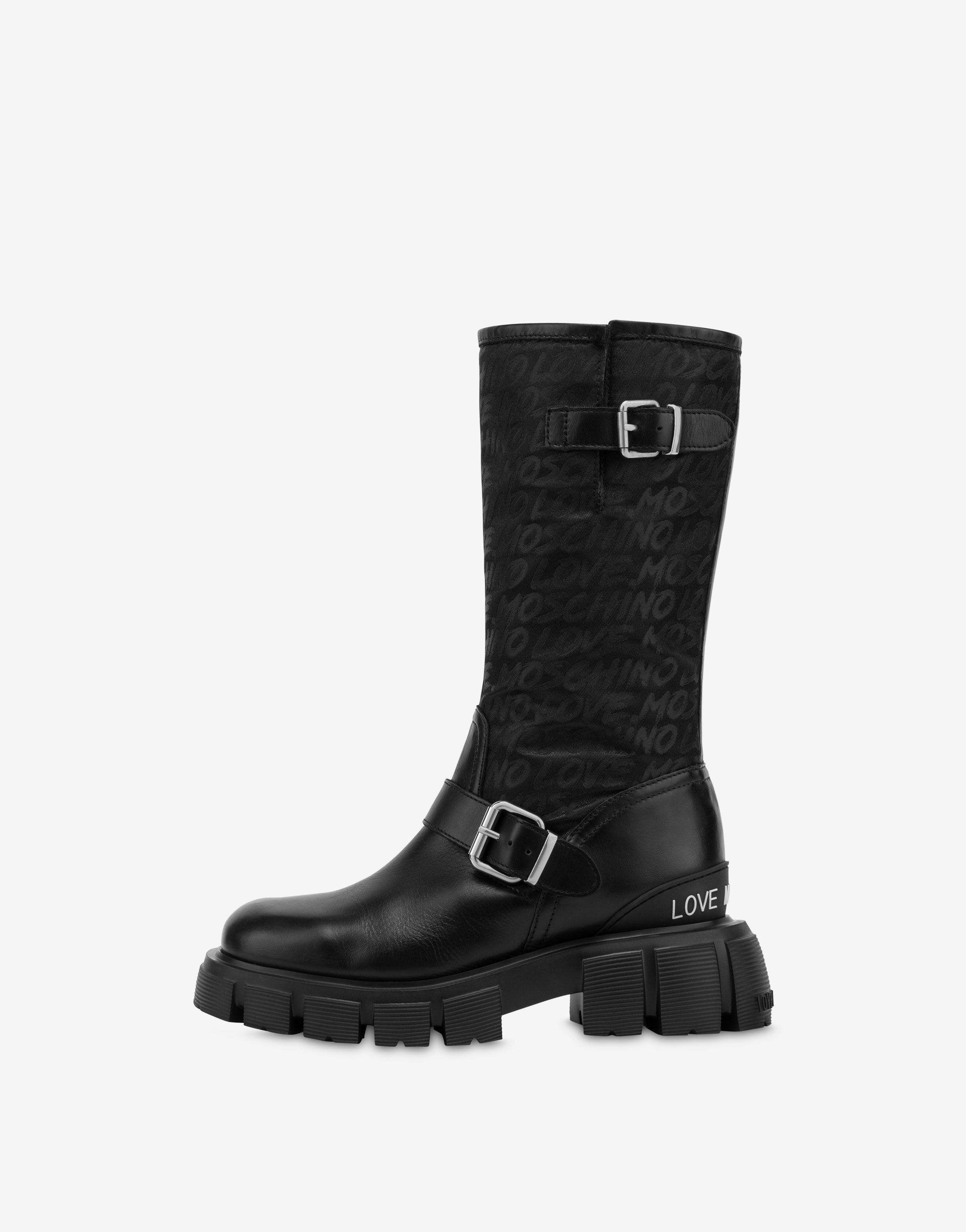 Allover Logo boots with straps 0