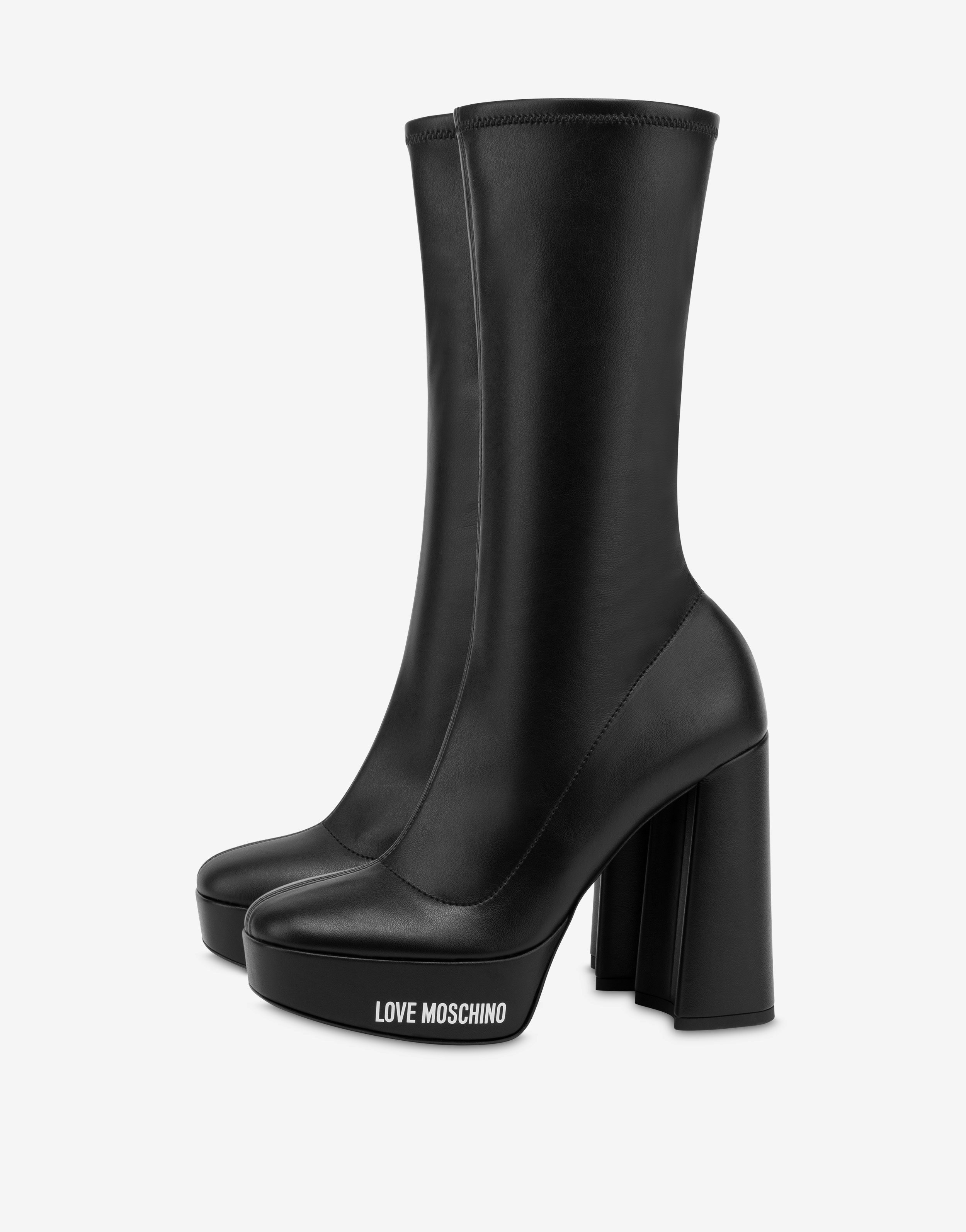Rubber Logo stretch high-heeled boots