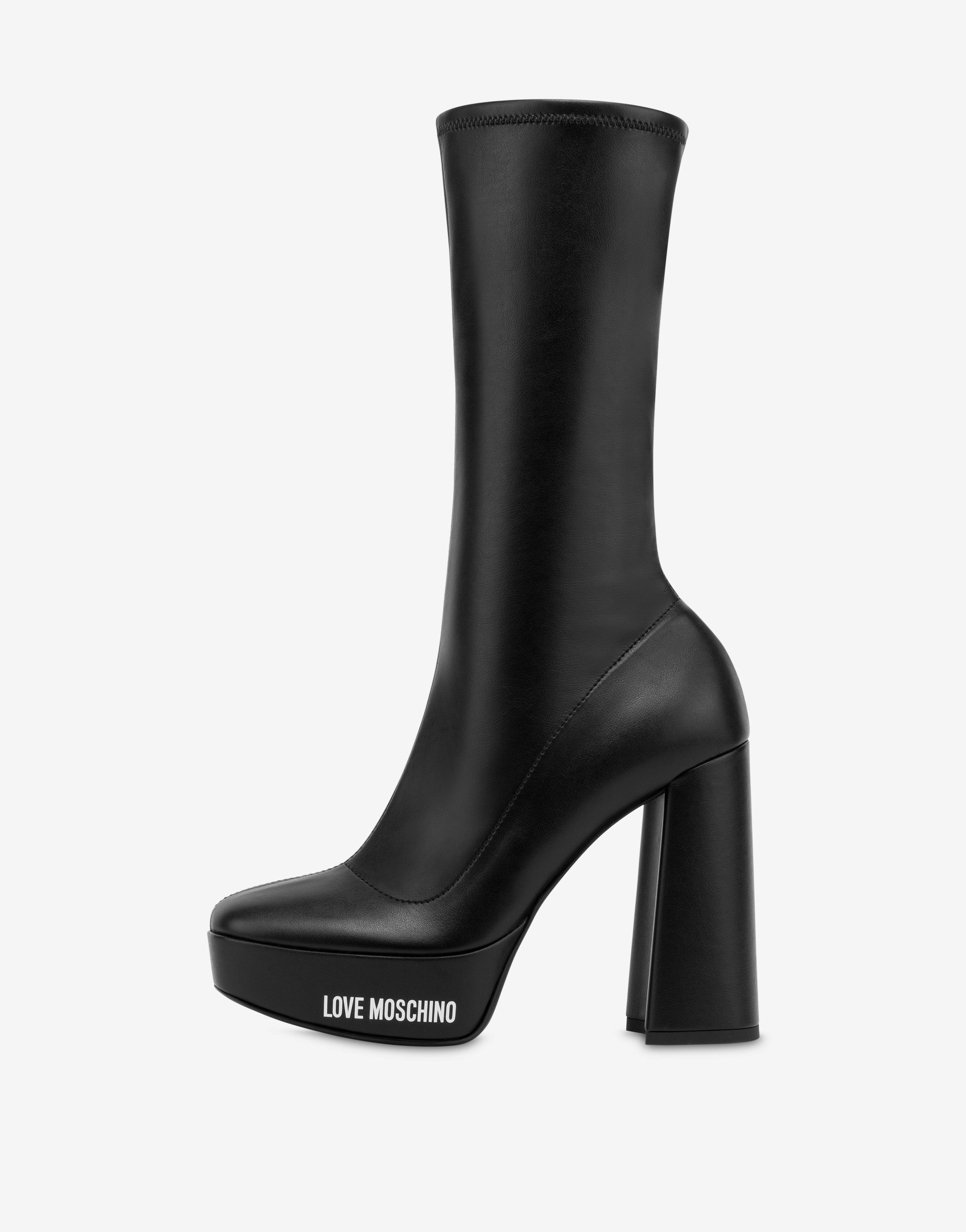 Rubber Logo stretch high-heeled boots 0
