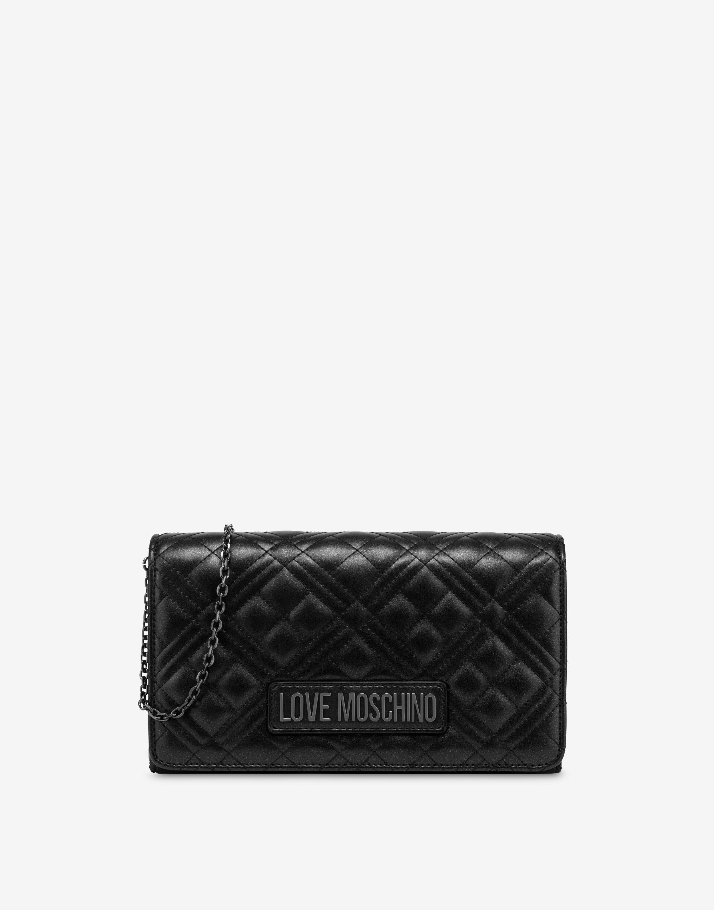 Quilted clutch with chain