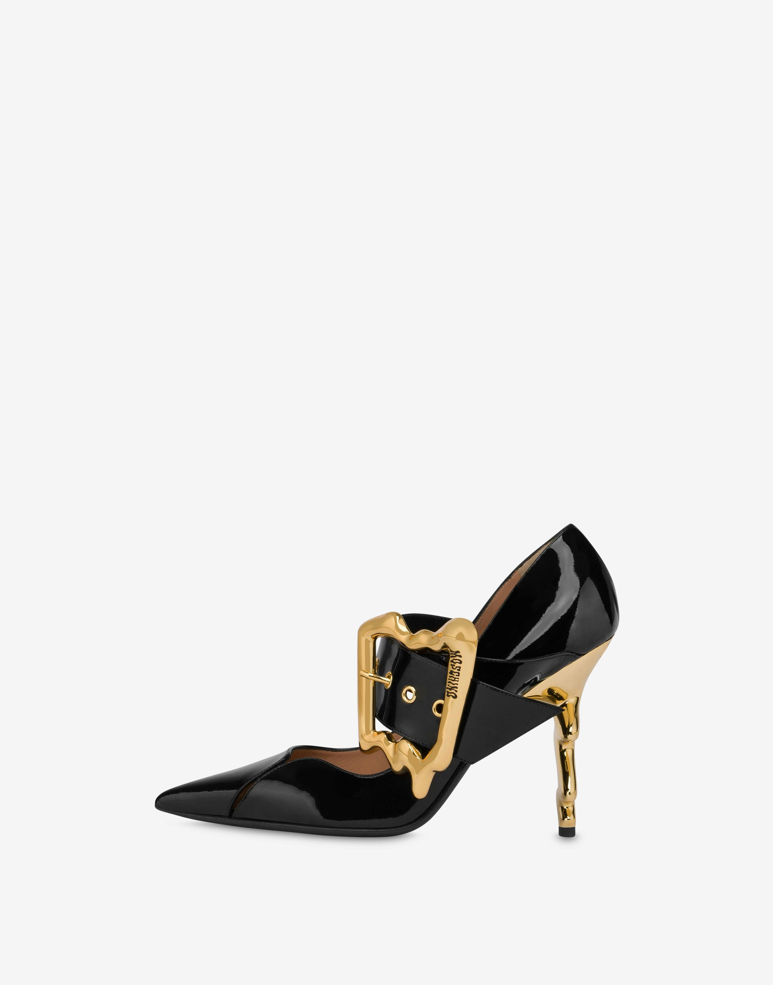 Morphed Buckle patent leather pumps 0