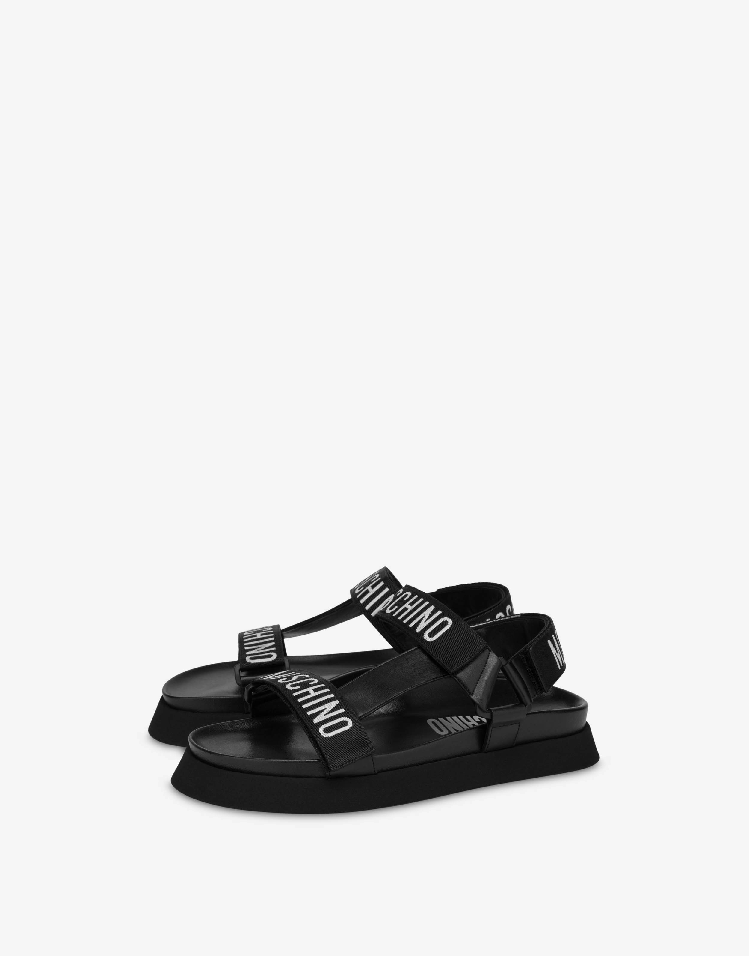 Logo tape platform sandals