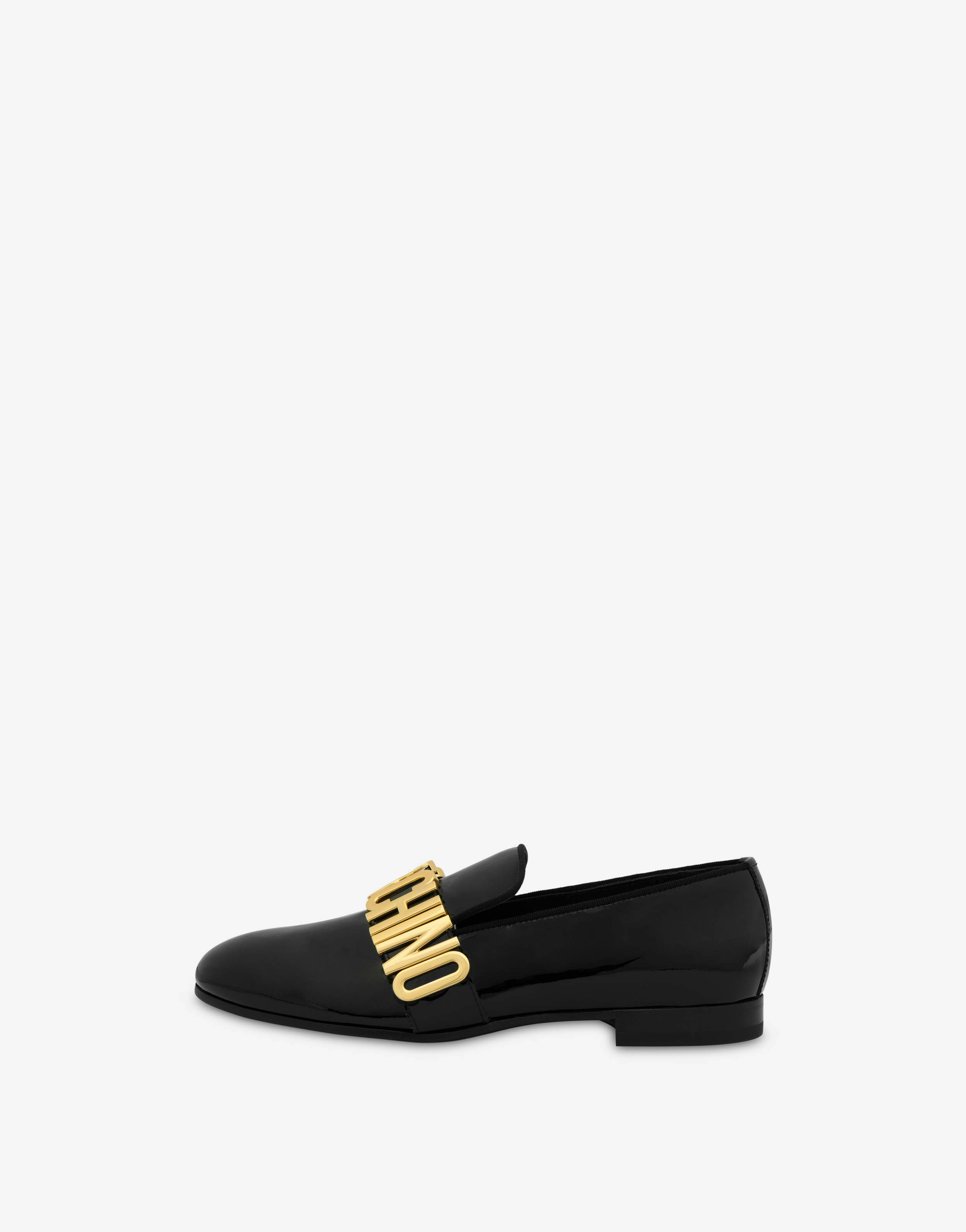 Metal Lettering patent leather loafers 0