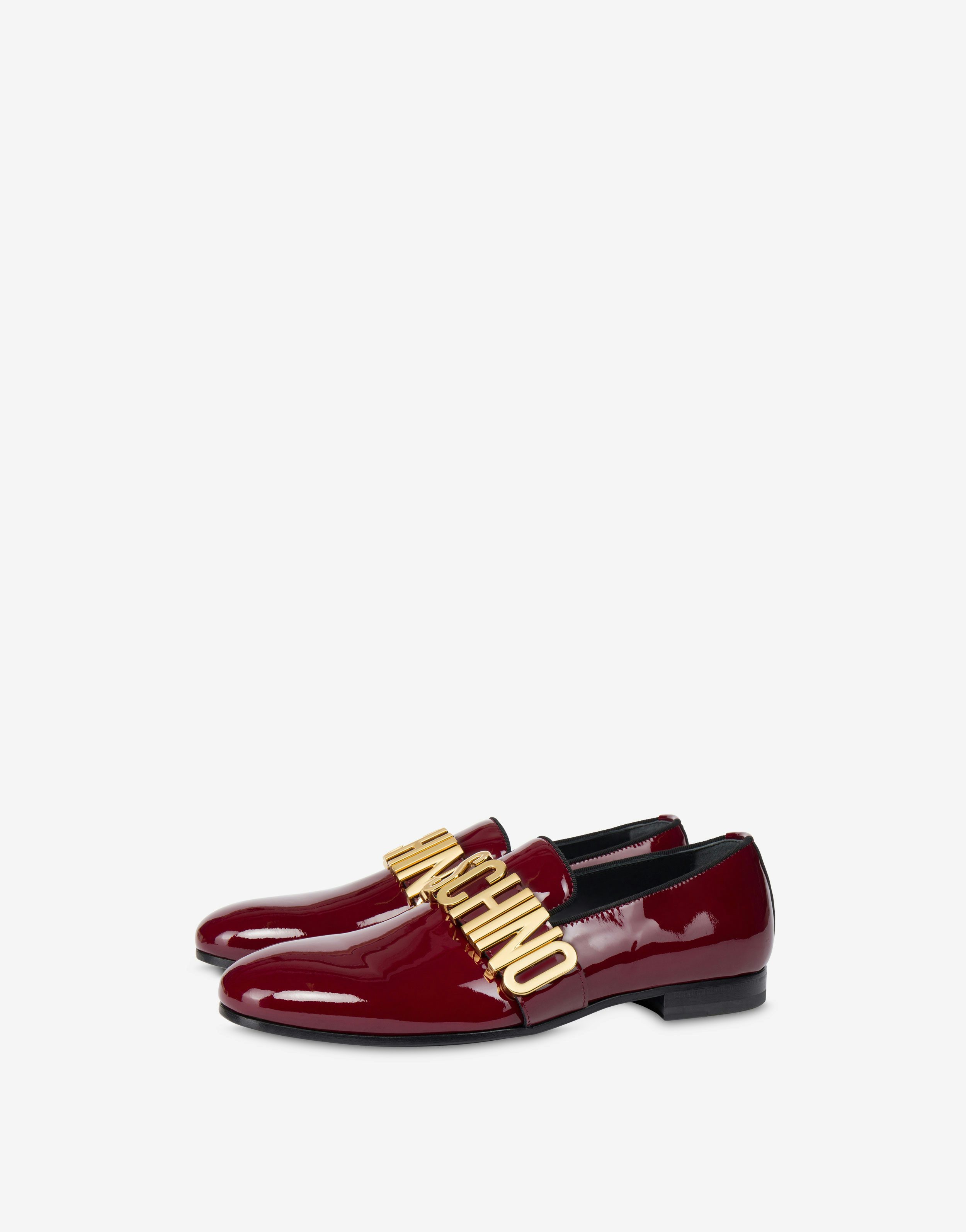 Maxi Lettering patent leather loafers