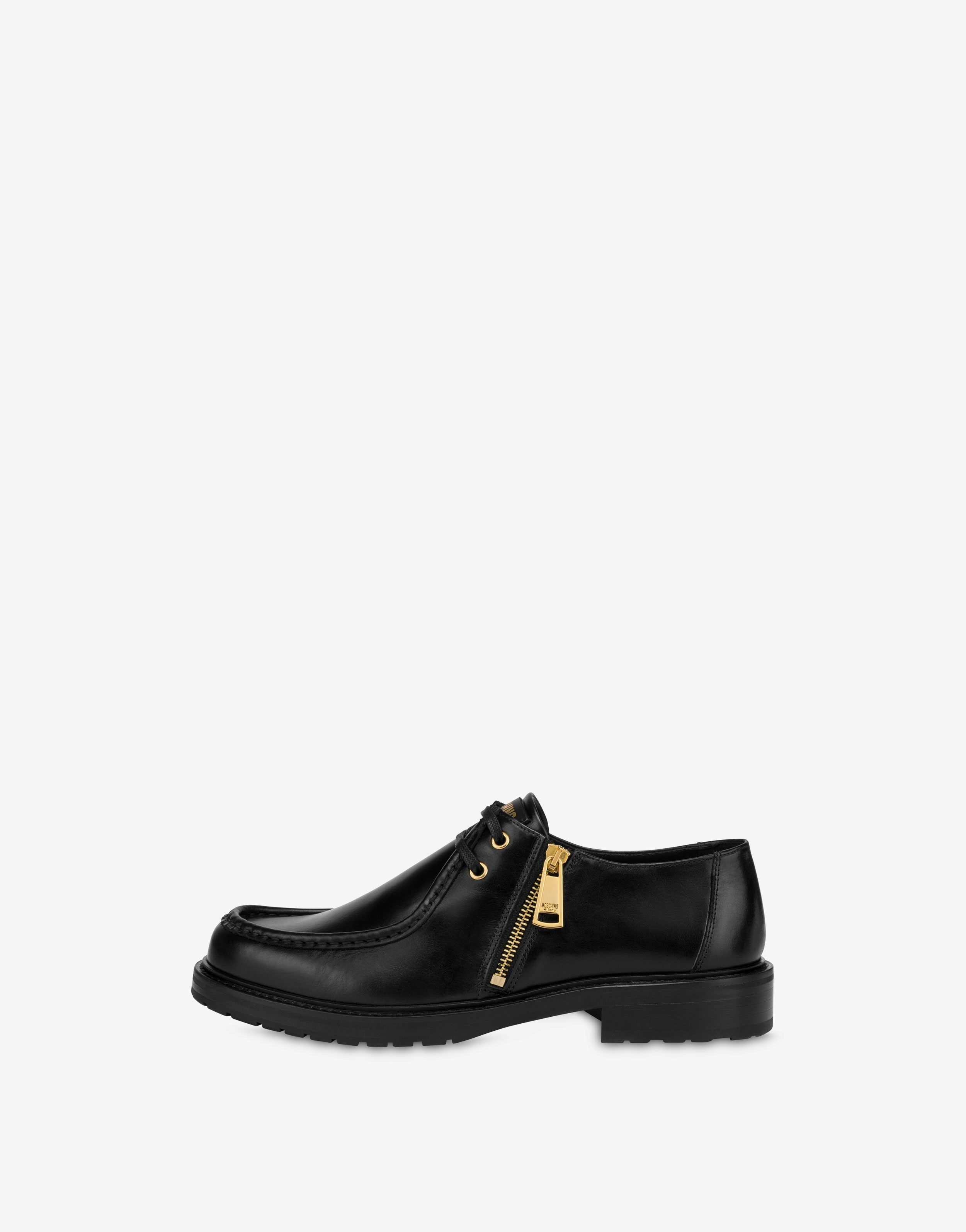 Calfskin lace-up shoes with zip 0