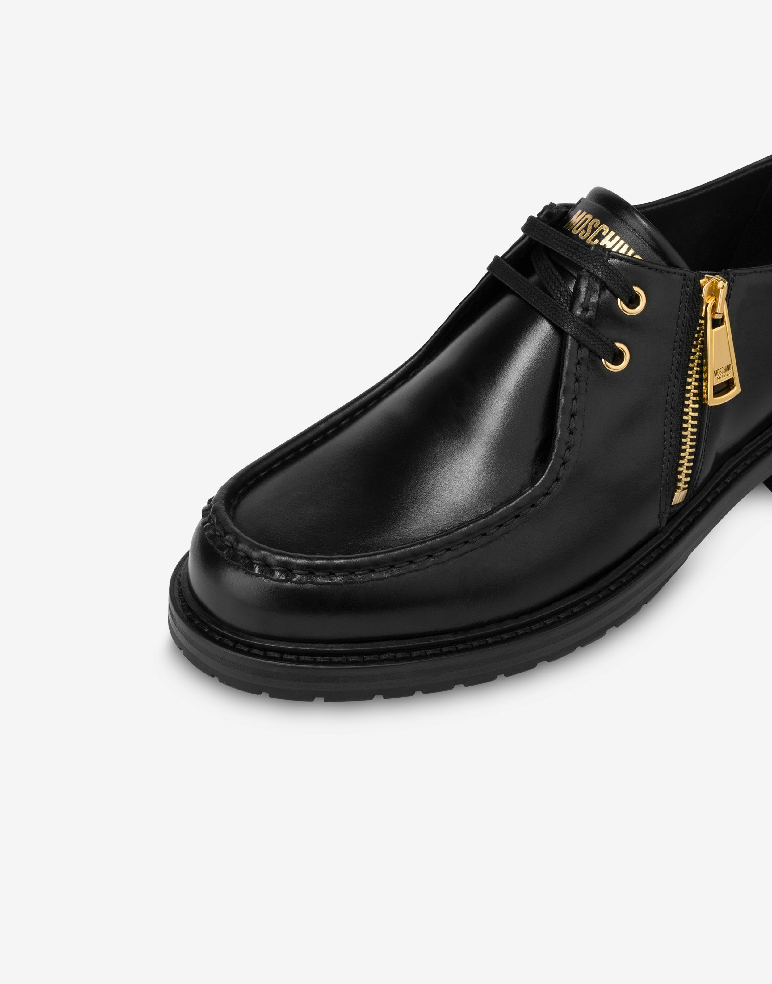 Calfskin lace-up shoes with zip 2