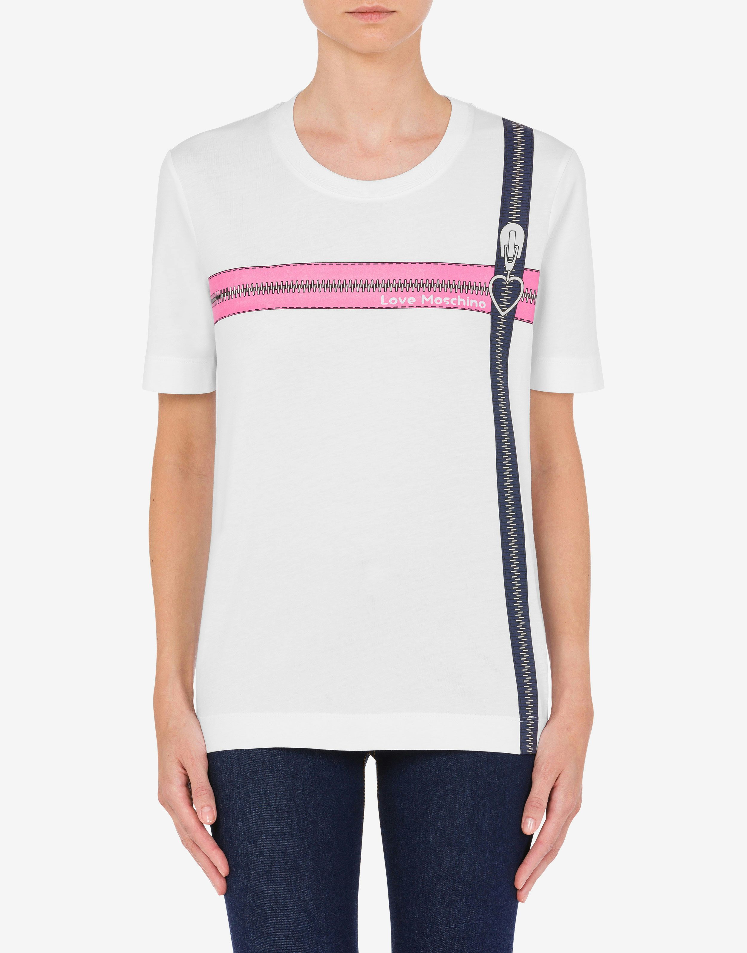 Cotton jersey Pop Art Zippers T-shirt 0